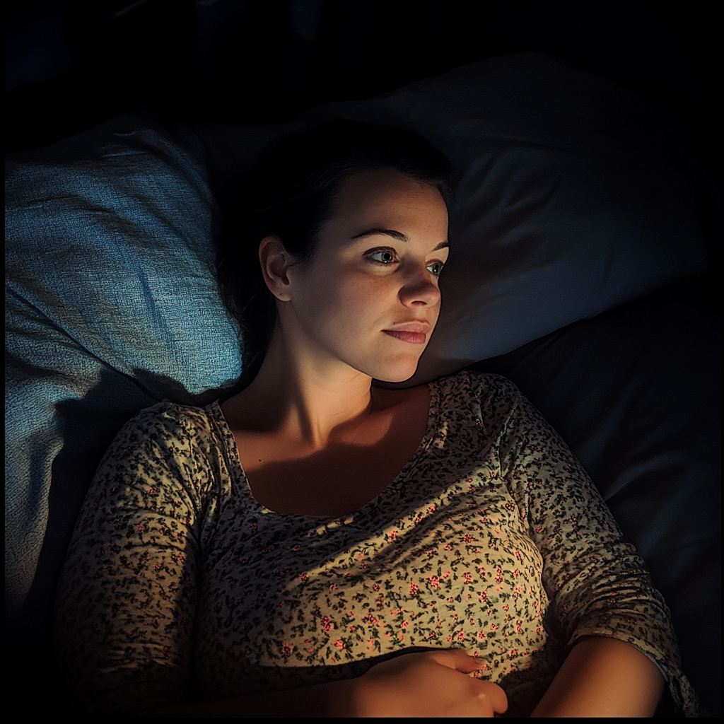 A woman laying in bed | Source: Midjourney