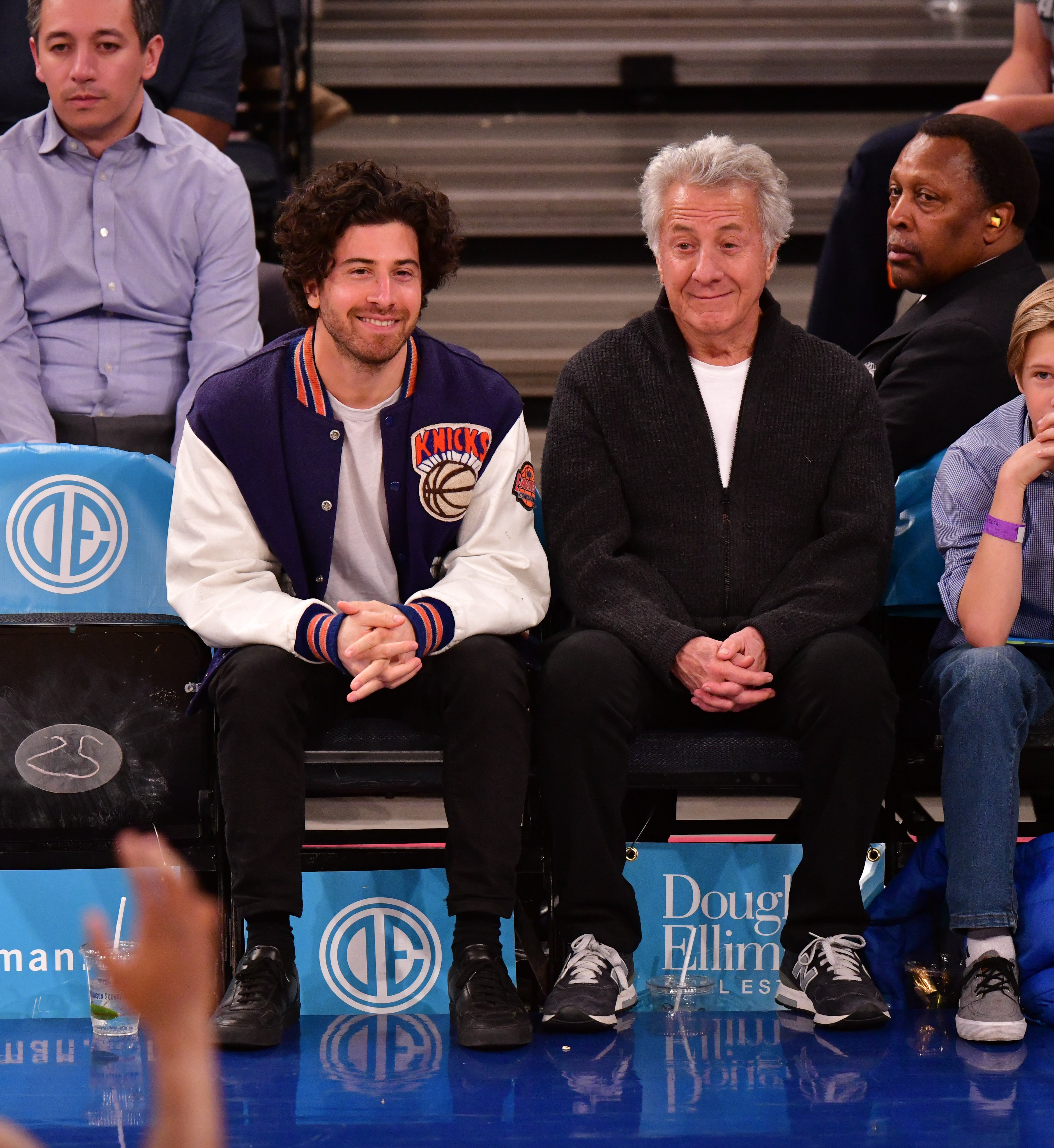 Jake Hoffman and Dustin Hoffman attend Detroit Pistons v New York Knicks game at Madison Square Garden on April 10, 2019 in New York | Source: Getty Images