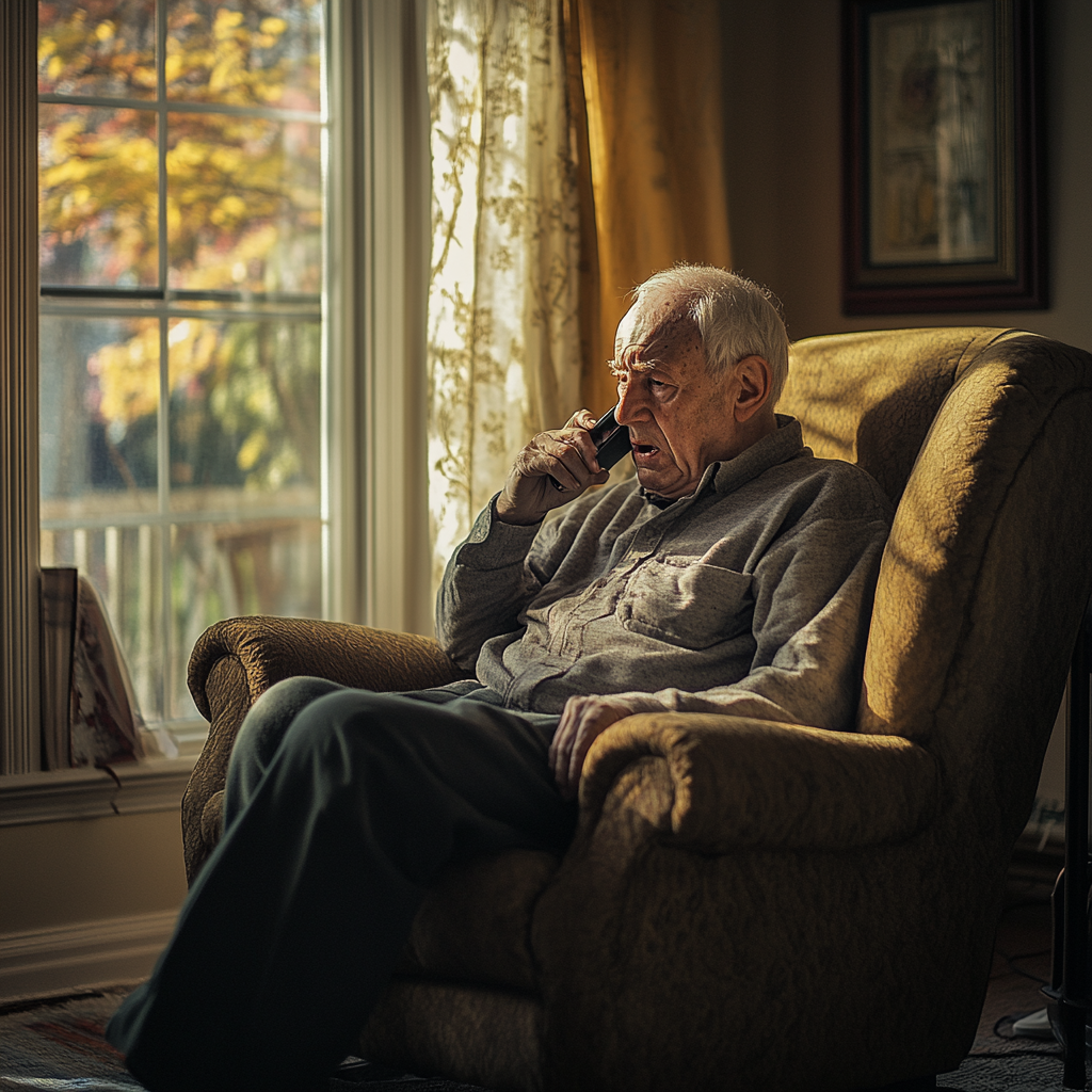 An angry man talking on his phone | Source: Midjourney