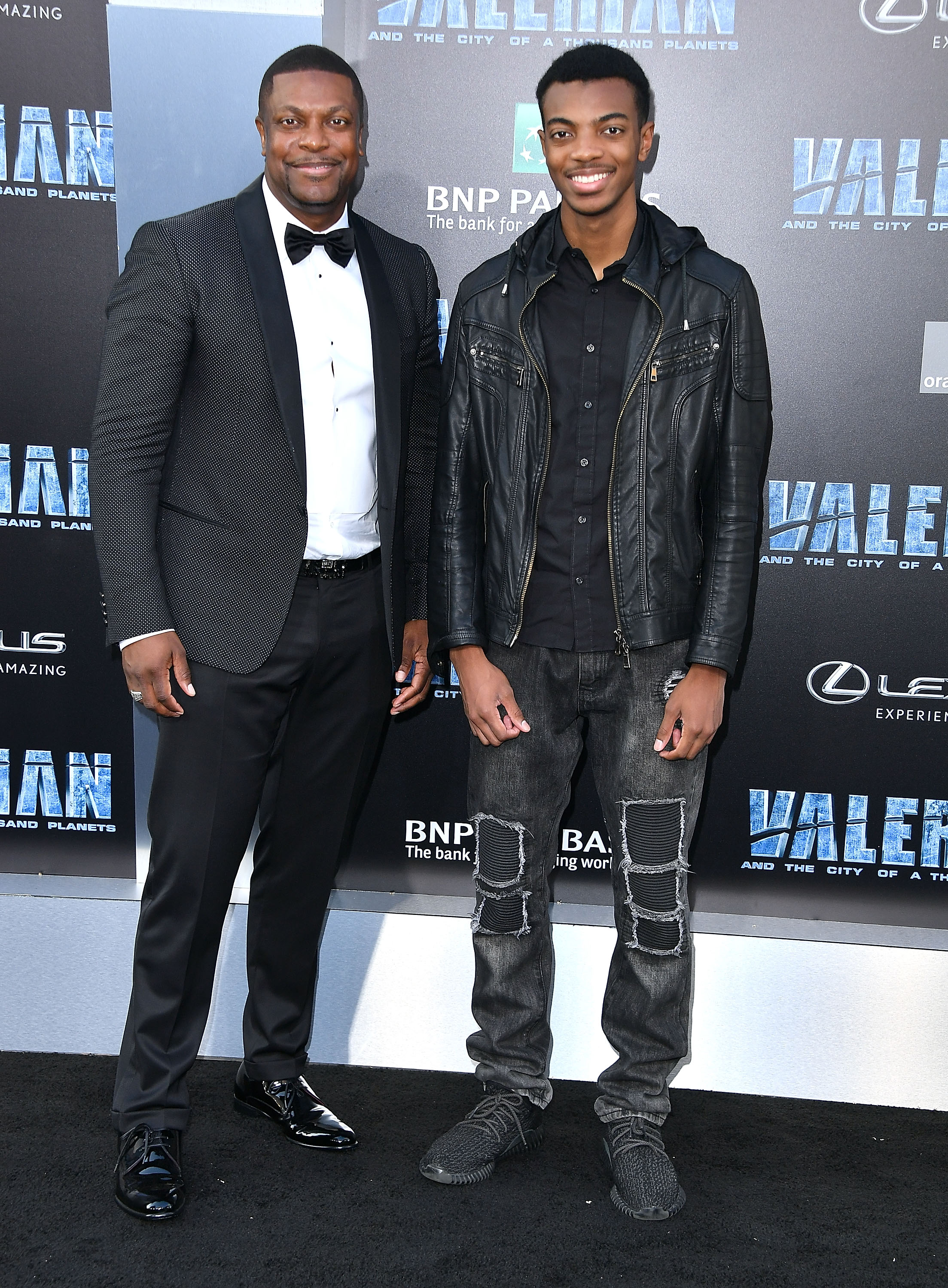 Chris Tucker and Destin Christopher during the premiere of EuropaCorp And STX Entertainment's "Valerian And The City Of A Thousand Planets" at TCL Chinese Theatre on July 17, 2017, in Hollywood, California. | Source: Getty Images