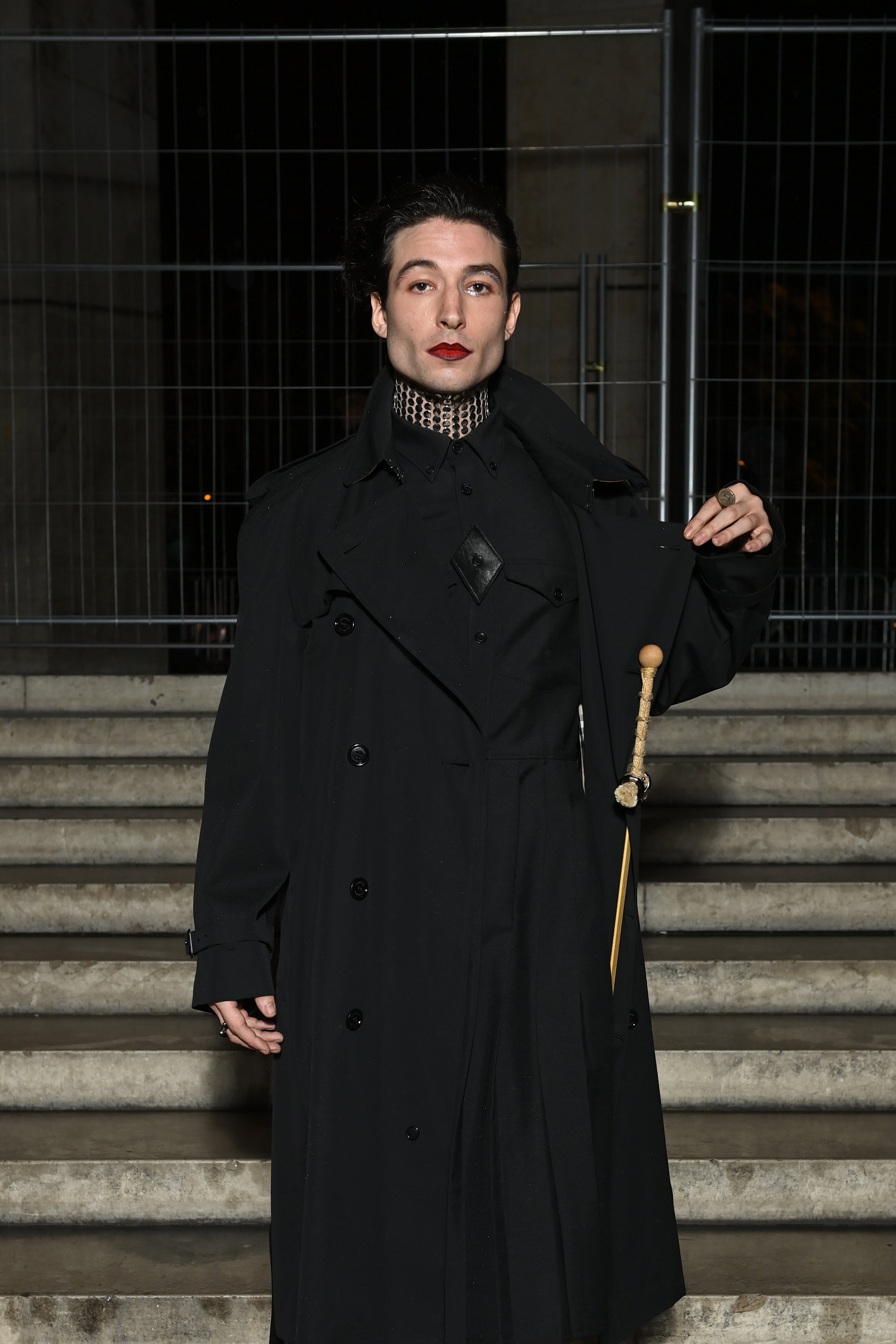Ezra Miller poses at the Burberry closing party for Anne Imhof's Exhibition 'Natures Mortes' at Palais de Tokyo on October 18, 2021, in Paris, France | Source: Getty Images