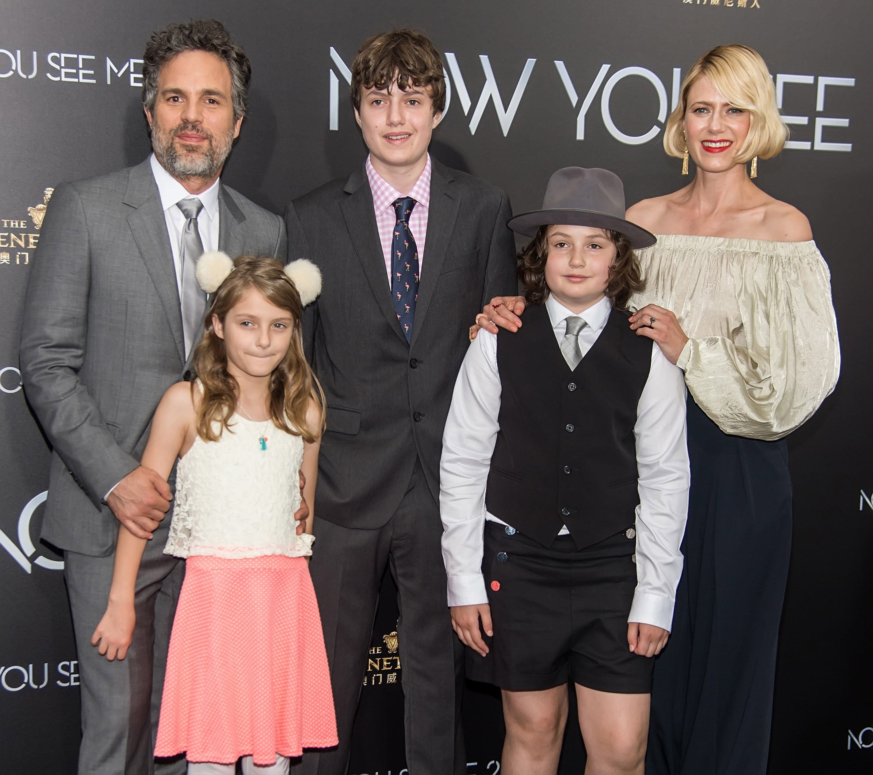 Actor Mark Ruffalo, wife Sunrise Coigney and children Odette Ruffalo, Keen Ruffalo and Bella Ruffalo at the 'Now You See Me 2' World Premiere at AMC Loews Lincoln Square 13 theater on June 6, 2016 in New York City. | Source: Getty Images