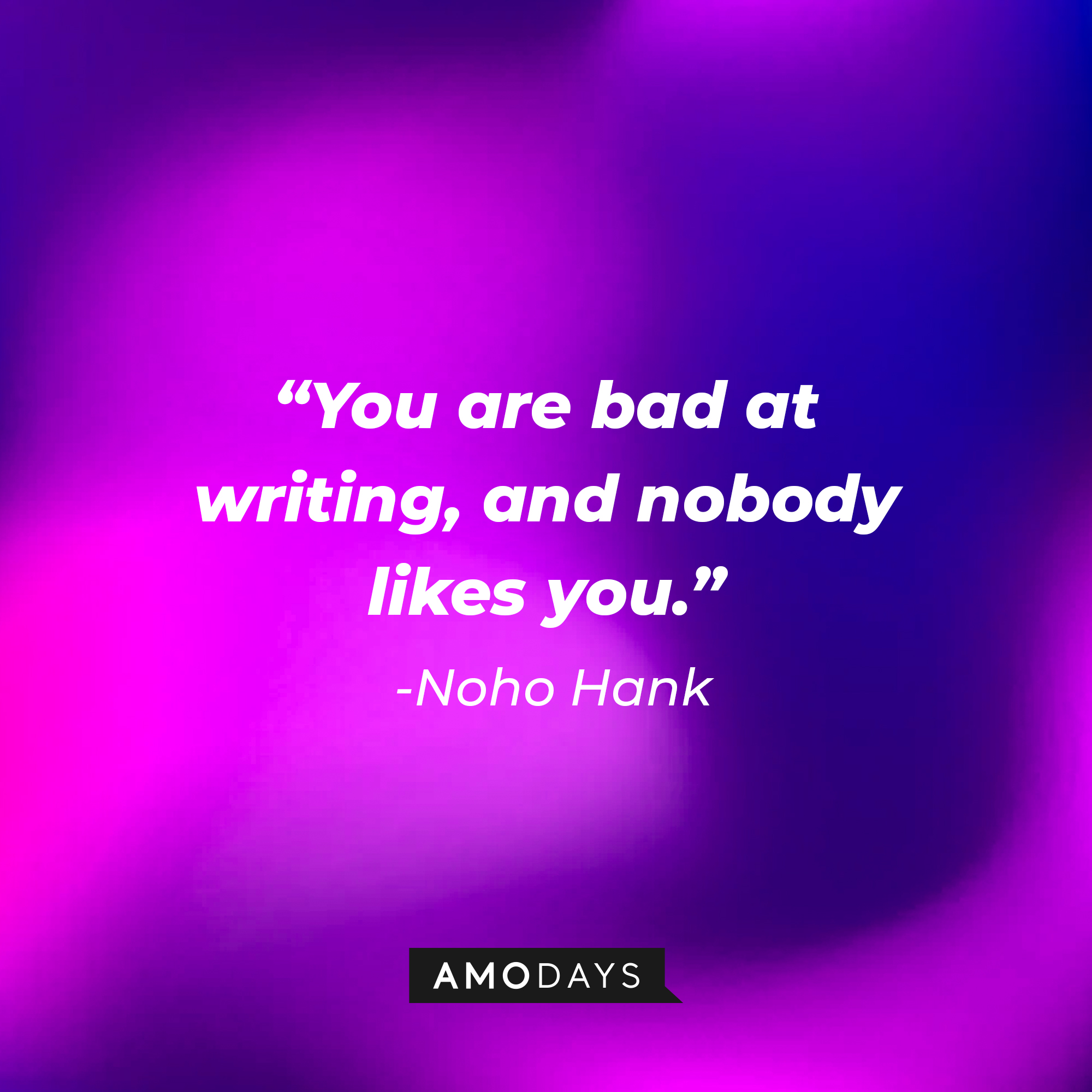 NoHo Hank's quote, “You are bad at writing, and nobody likes you.” | Source: AmoDays