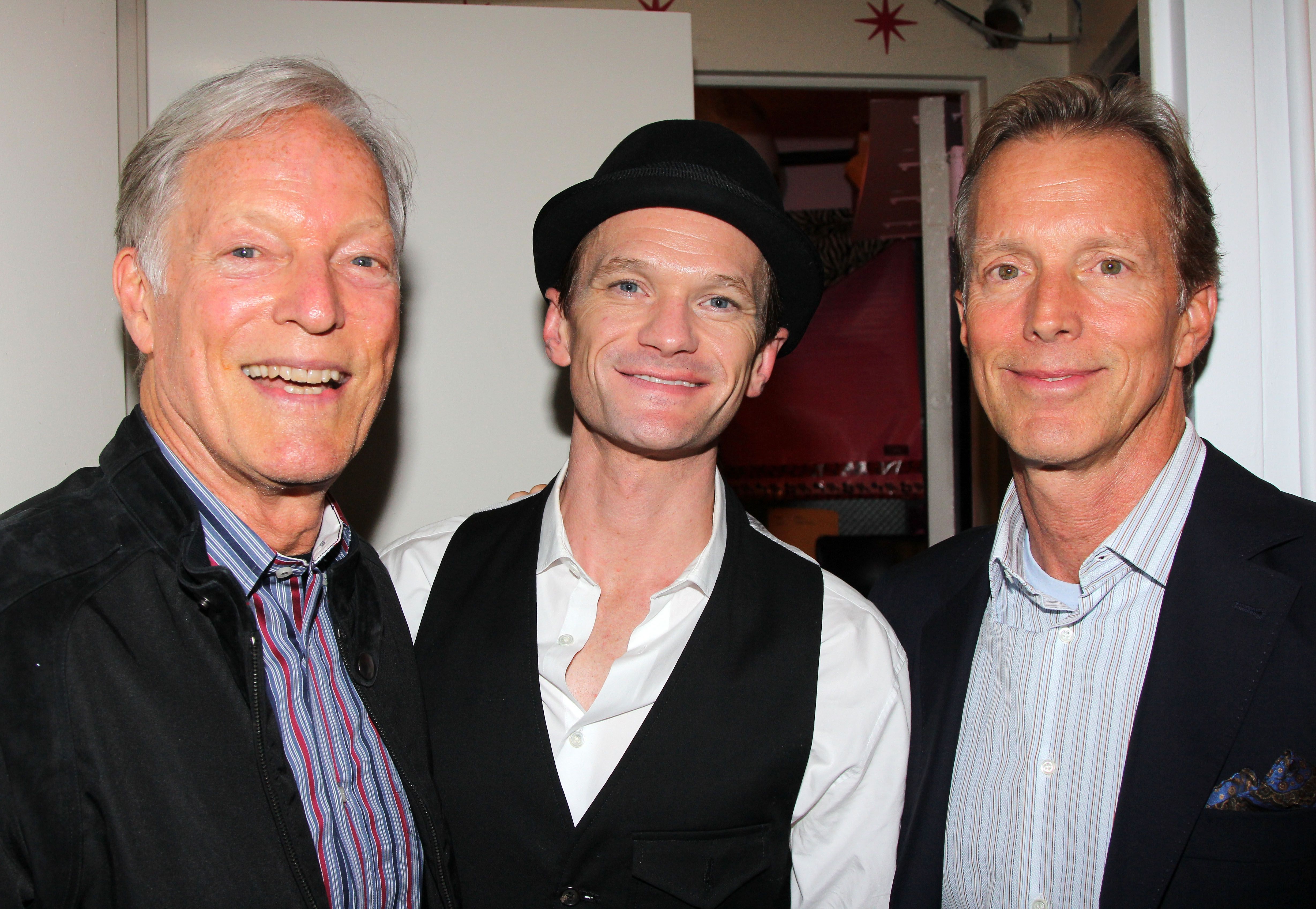 Richard Chamberlain, Neil Patrick Harris, and Martin Rabbett pose backstage at "Hedwig and The Angry Inch" on Broadway on May 27, 2014, in New York City. | Source: Getty Images