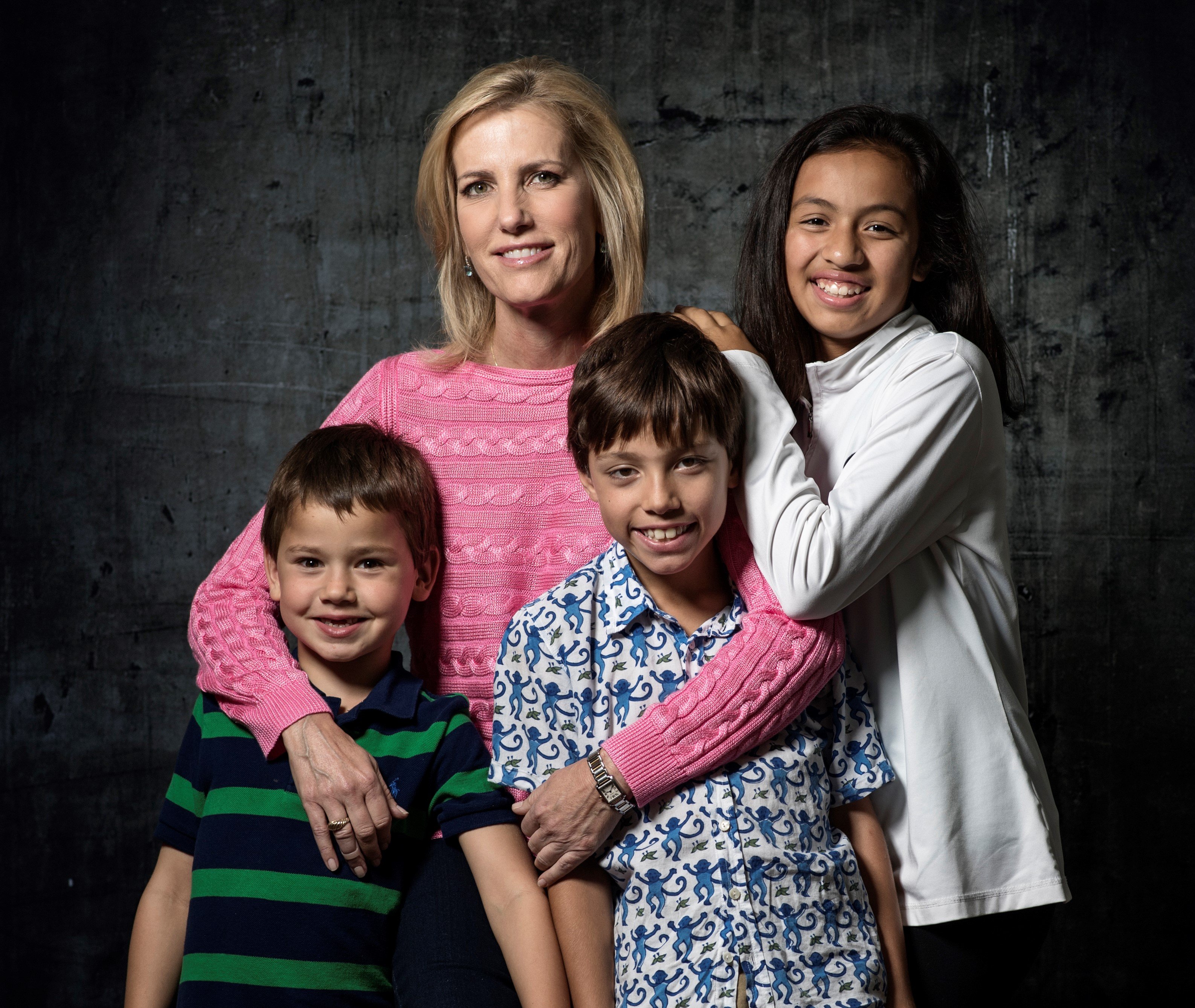 Laura Ingraham in 2017 with her children, Nikolai, Dmitri, and Maria. | Source: Getty Images