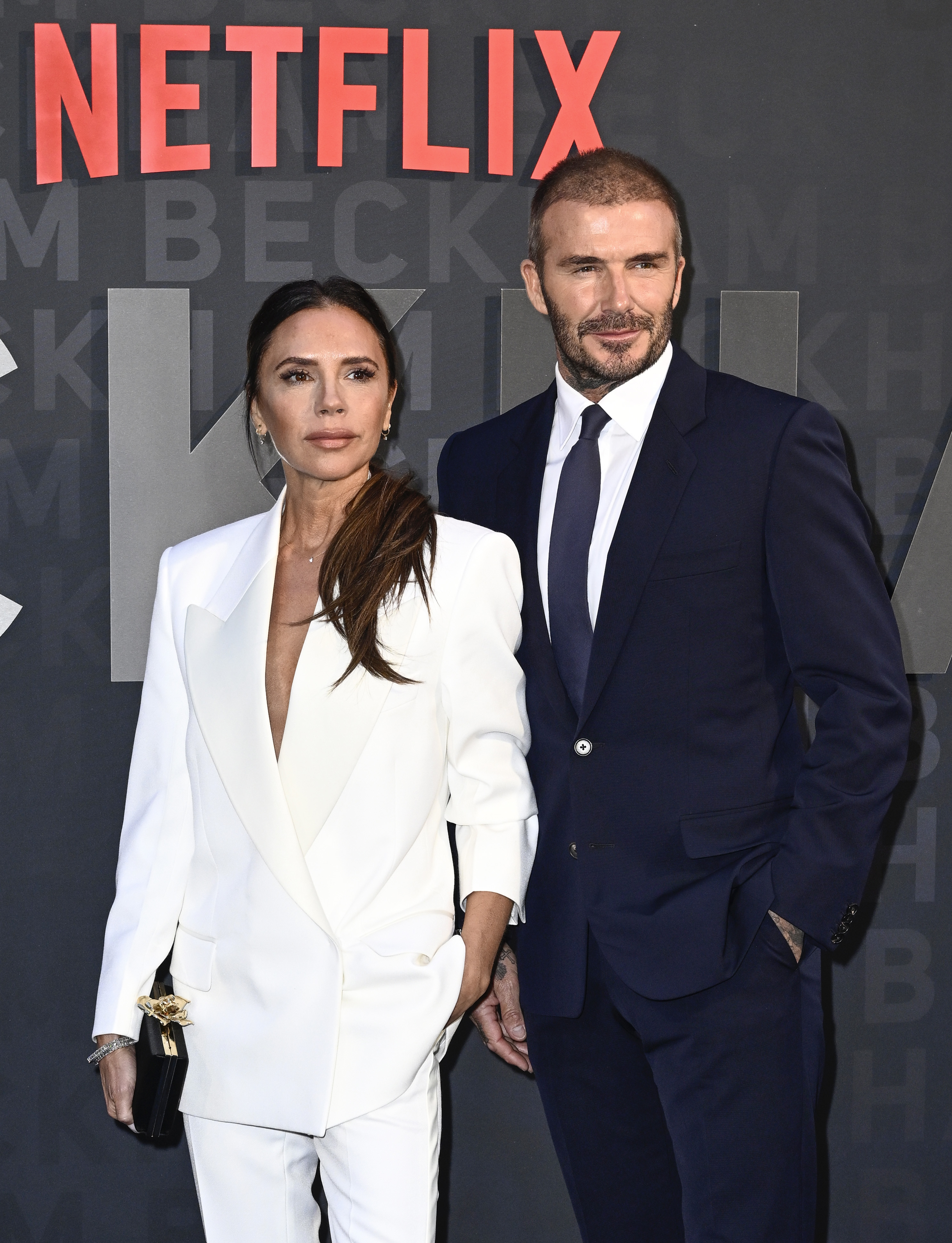 Victoria and David Beckham attend the Netflix 'Beckham' UK Premiere at The Curzon Mayfair in London, England, on October 3, 2023. | Source: Getty Images