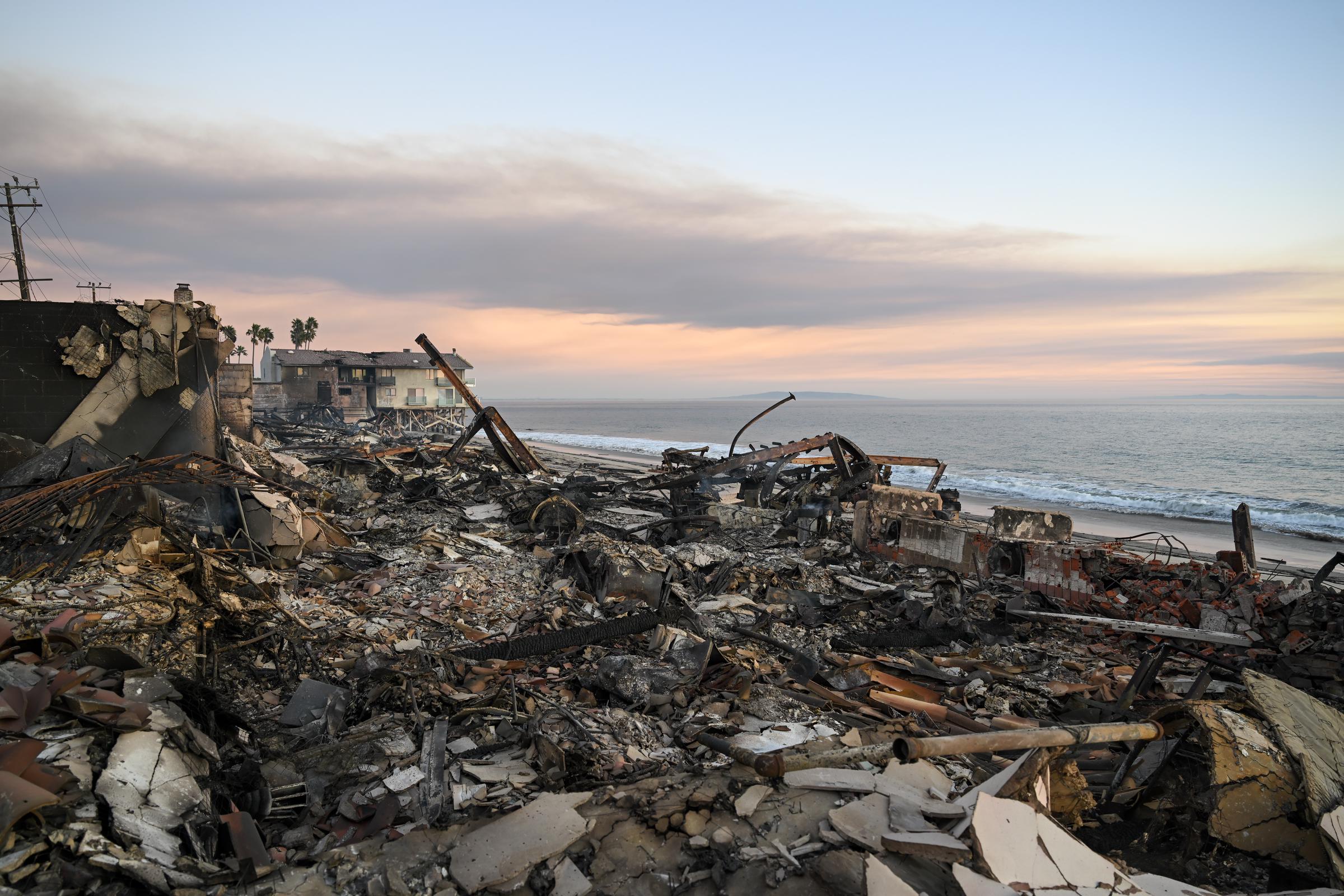 An aftermath view of many Malibu houses burned down due to the Palisades Fire in California on January 10, 2025. | Source: Getty Images