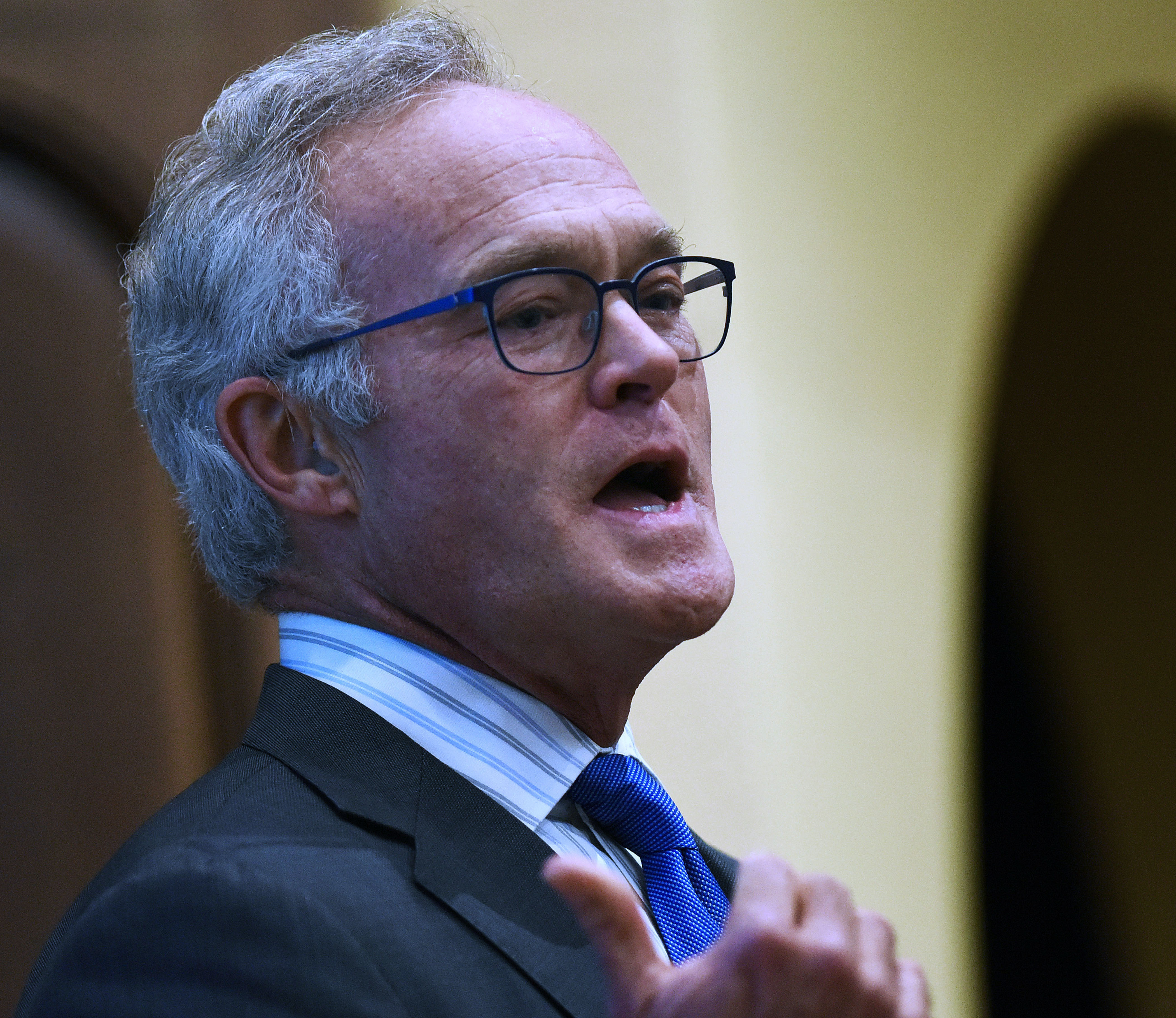 Scott Pelley speaks at Rollins College in Winter Park, Florida, on October 29, 2019, while promoting his book "Truth Worth Telling." | Source: Getty Images