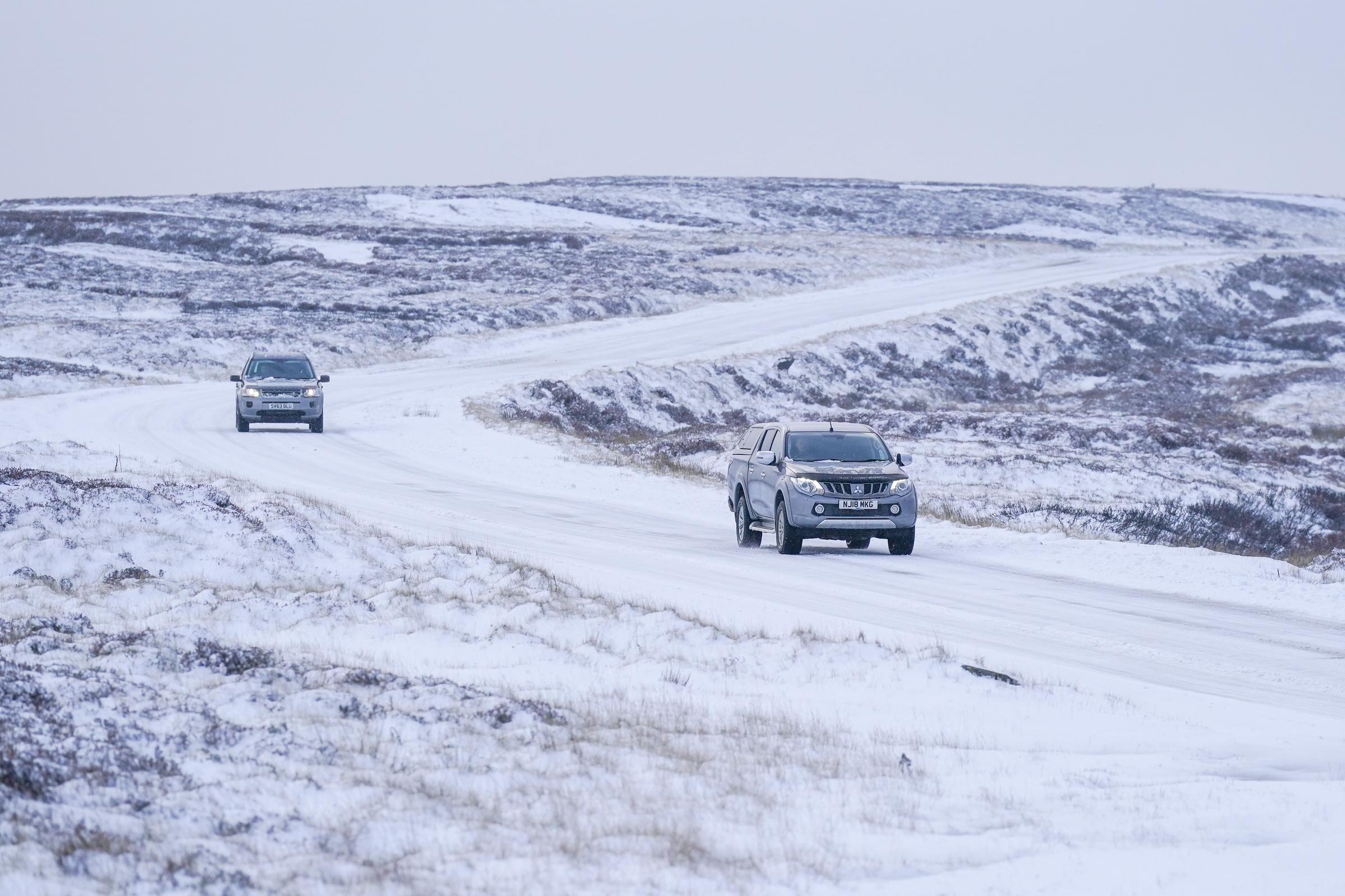 Drivers make their way across the North Yorkshire Moors National Park on November 19, 2025, in Castleton, England. | Source: Getty Images