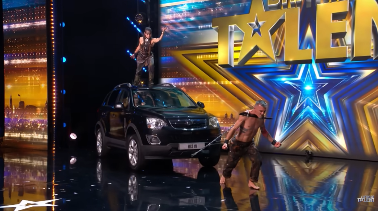 Fakir Testa, 45, and his partner at the BGT auditions aired on 18 April 2026. | Source: YouTube/Britain's Got Talent