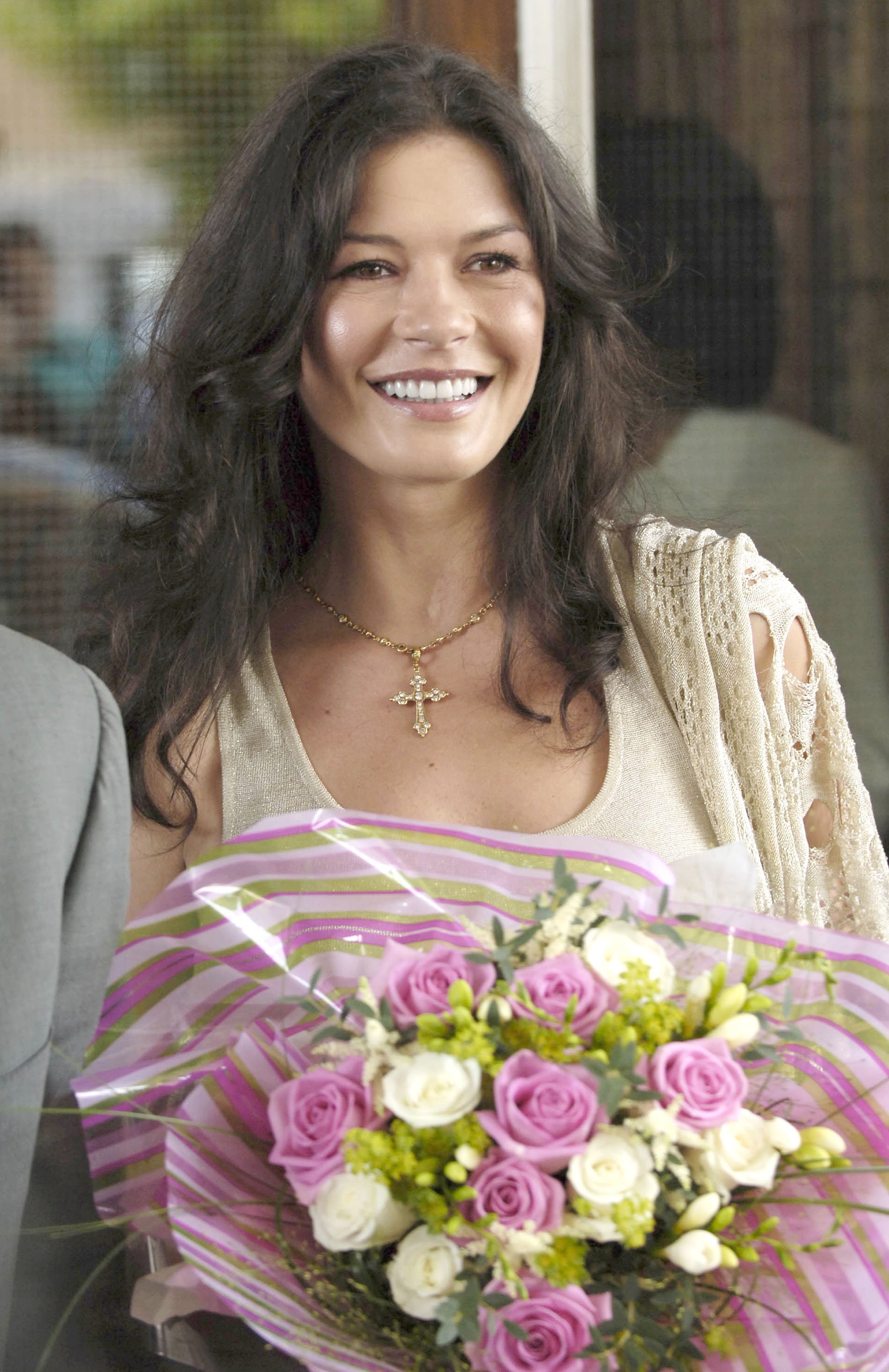 Catherine Zeta Jones was pictured smiling at a children's hospital in Wales. | Source: Getty Images