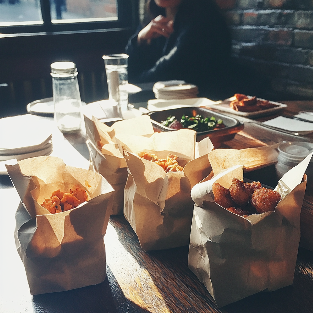 Food packed into takeaway bags | Source: Midjourney