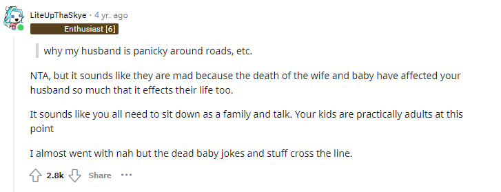 User comments on wifeofawidower's Reddit post | Source: reddit.com/wifeofawidower