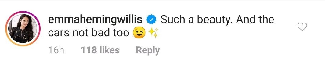 Screenshot of Emma Heming Willis' comment on Demi Moore's post on September 15, 2020. | Photo: Instagram / Demi Moore