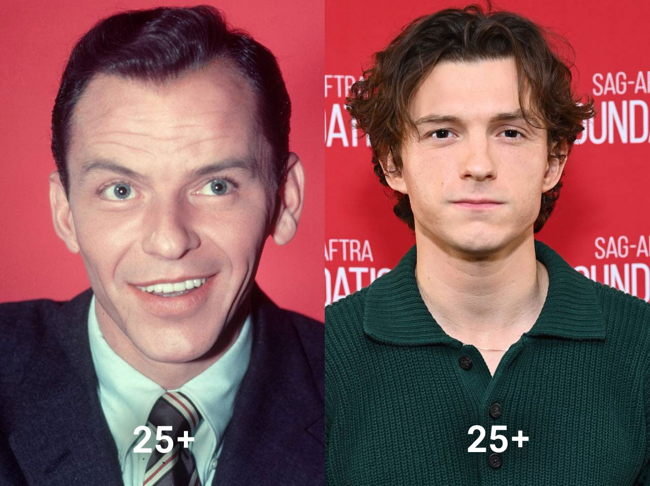 Frank Sinatra [Left]. Tom Holland [Right] | Source: Getty Images
