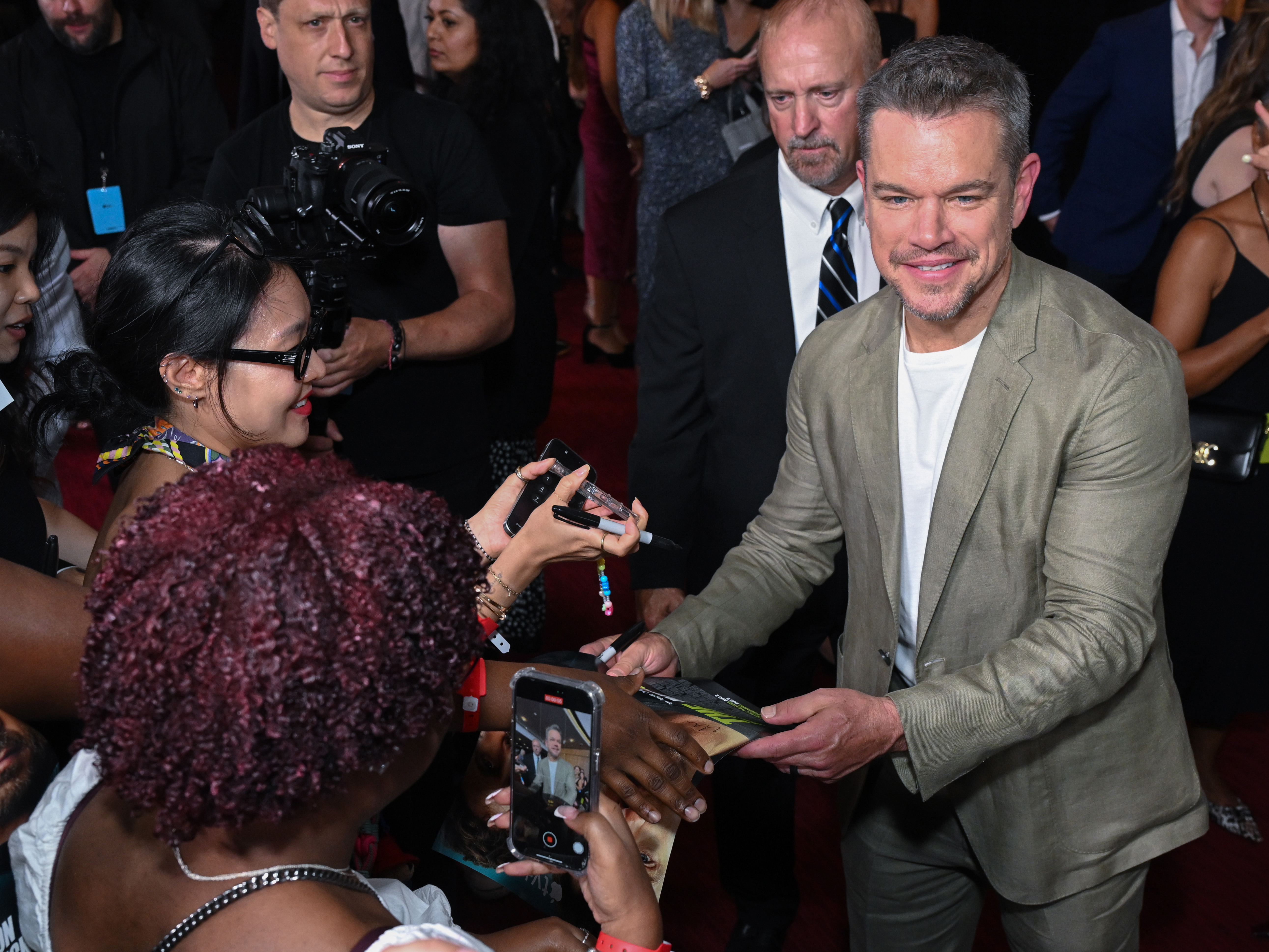 Matt Damon arrives at the premiere of "The Instigators" on July 31, 2024, in New York City. | Source: Getty Images