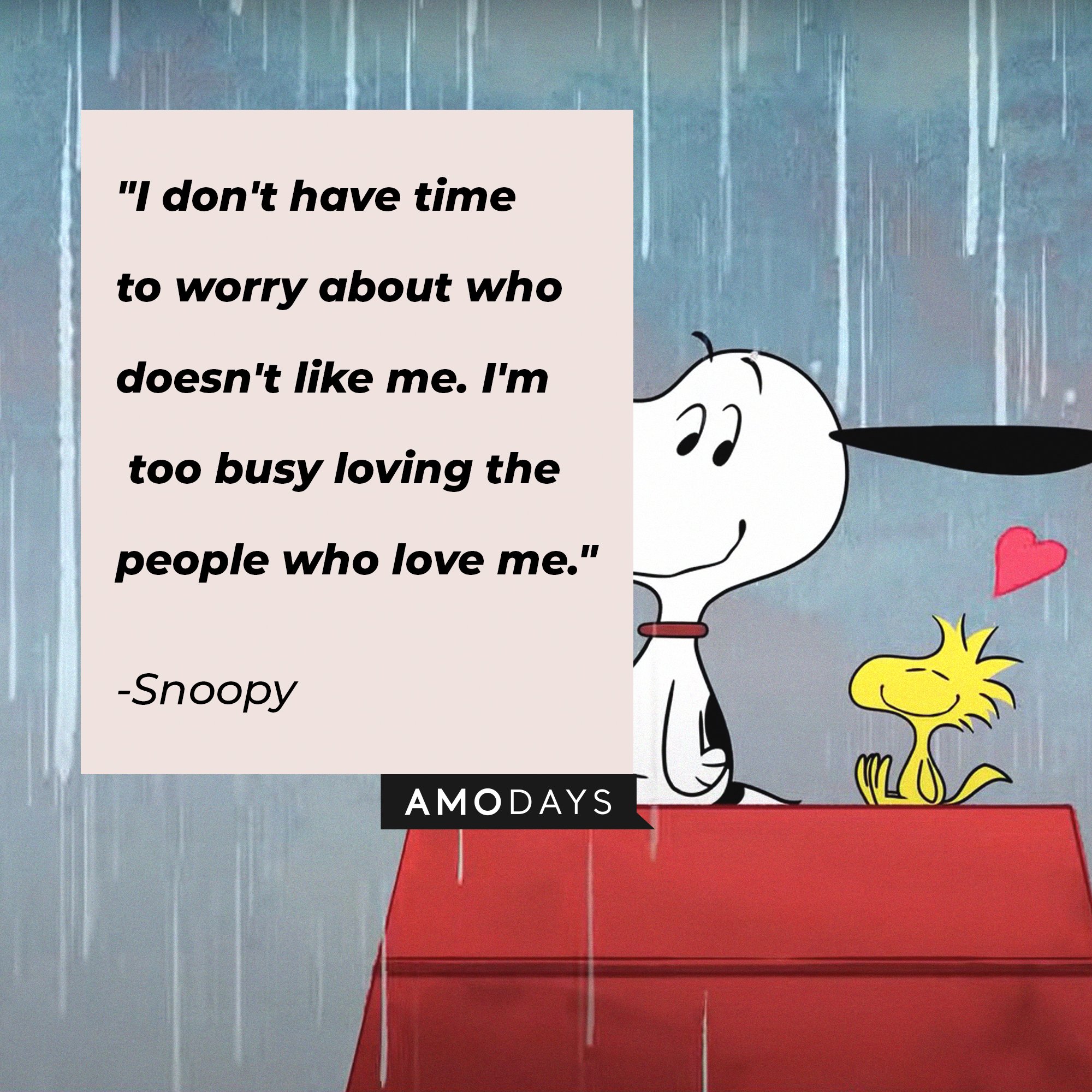 Snoopy’s quote: "I don't have time to worry about who doesn't like me. I'm too busy loving the people who love me." | Image: AmoDays 