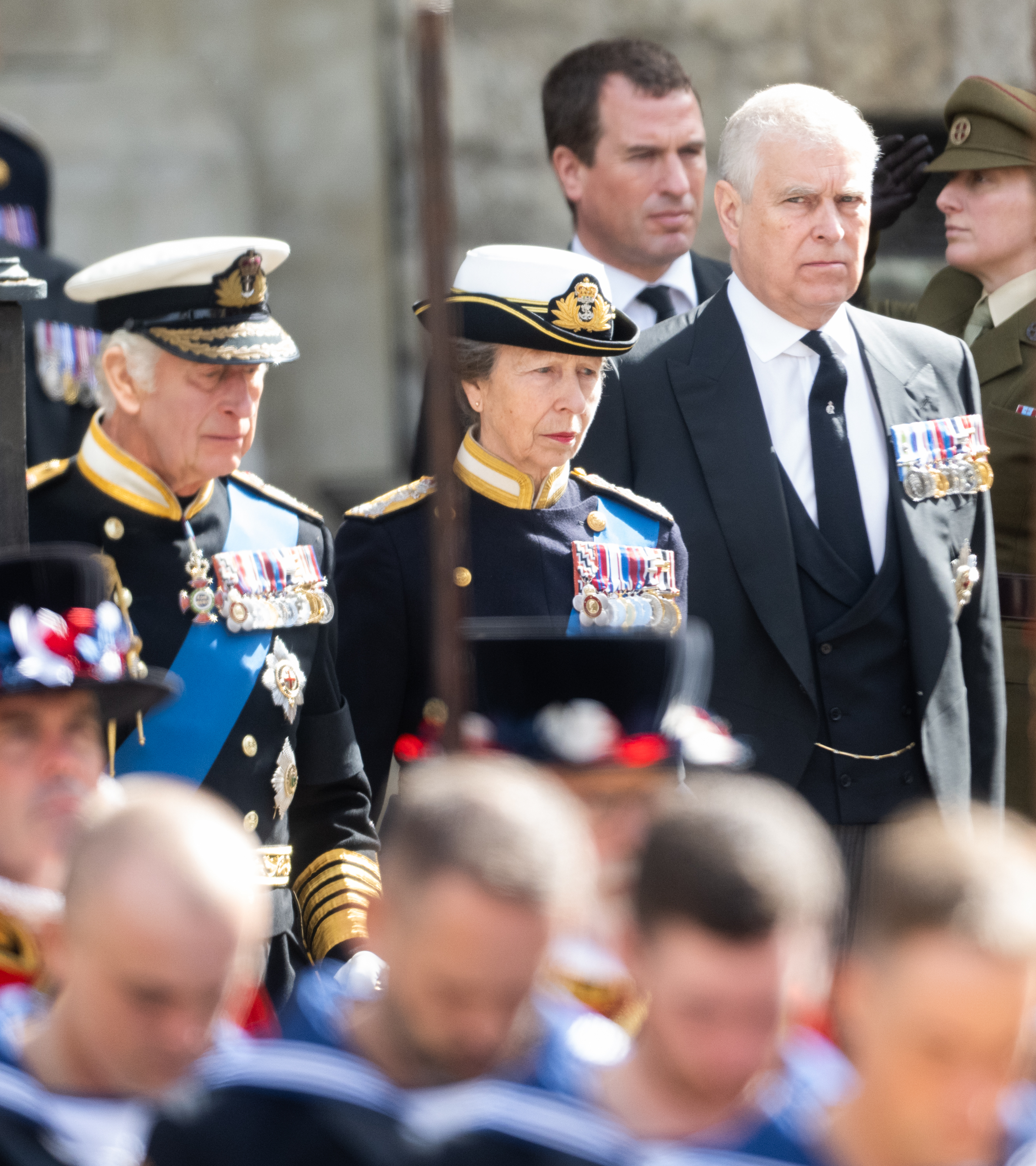 Prince Andrew, Duke of York, King Charles III, Anne, Princess Royal, on September 19, 2022, in London, England | Source: Getty Images