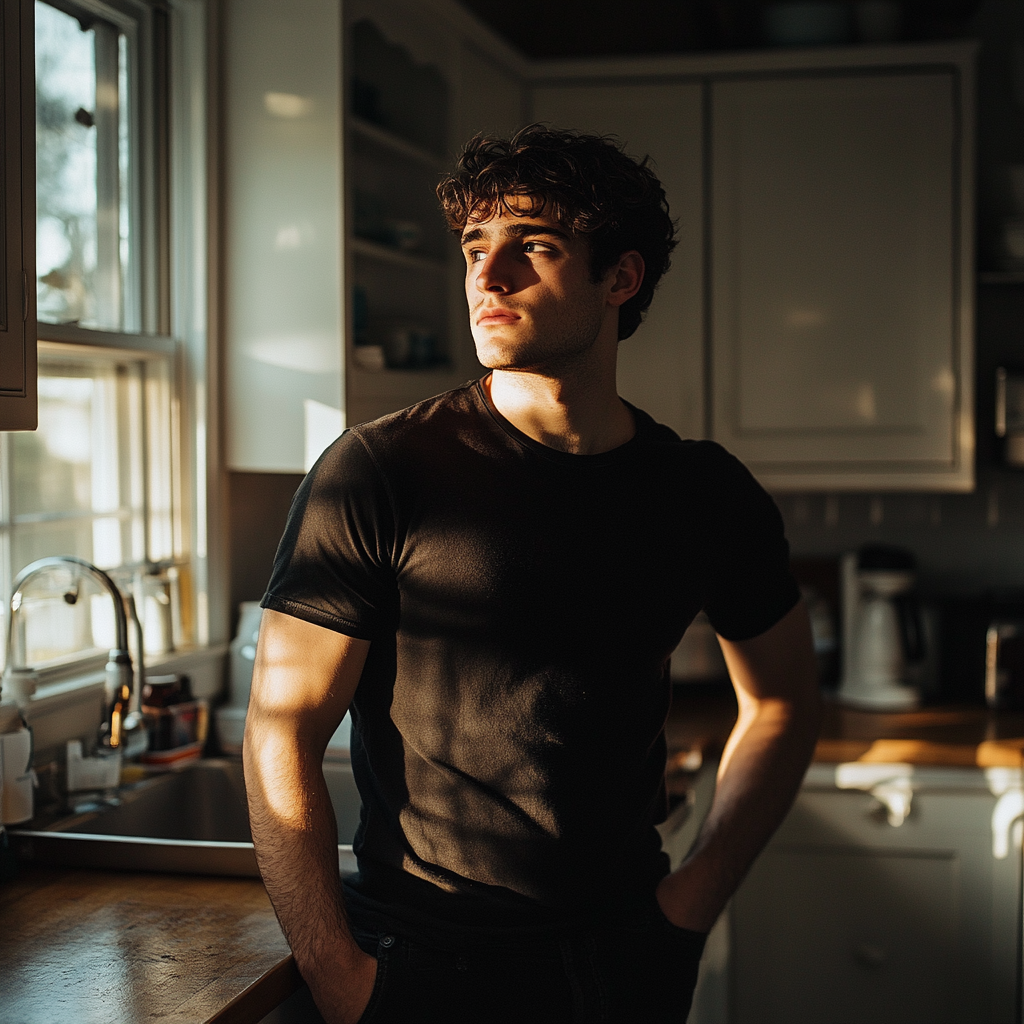 A man standing in a kitchen | Source: Midjourney