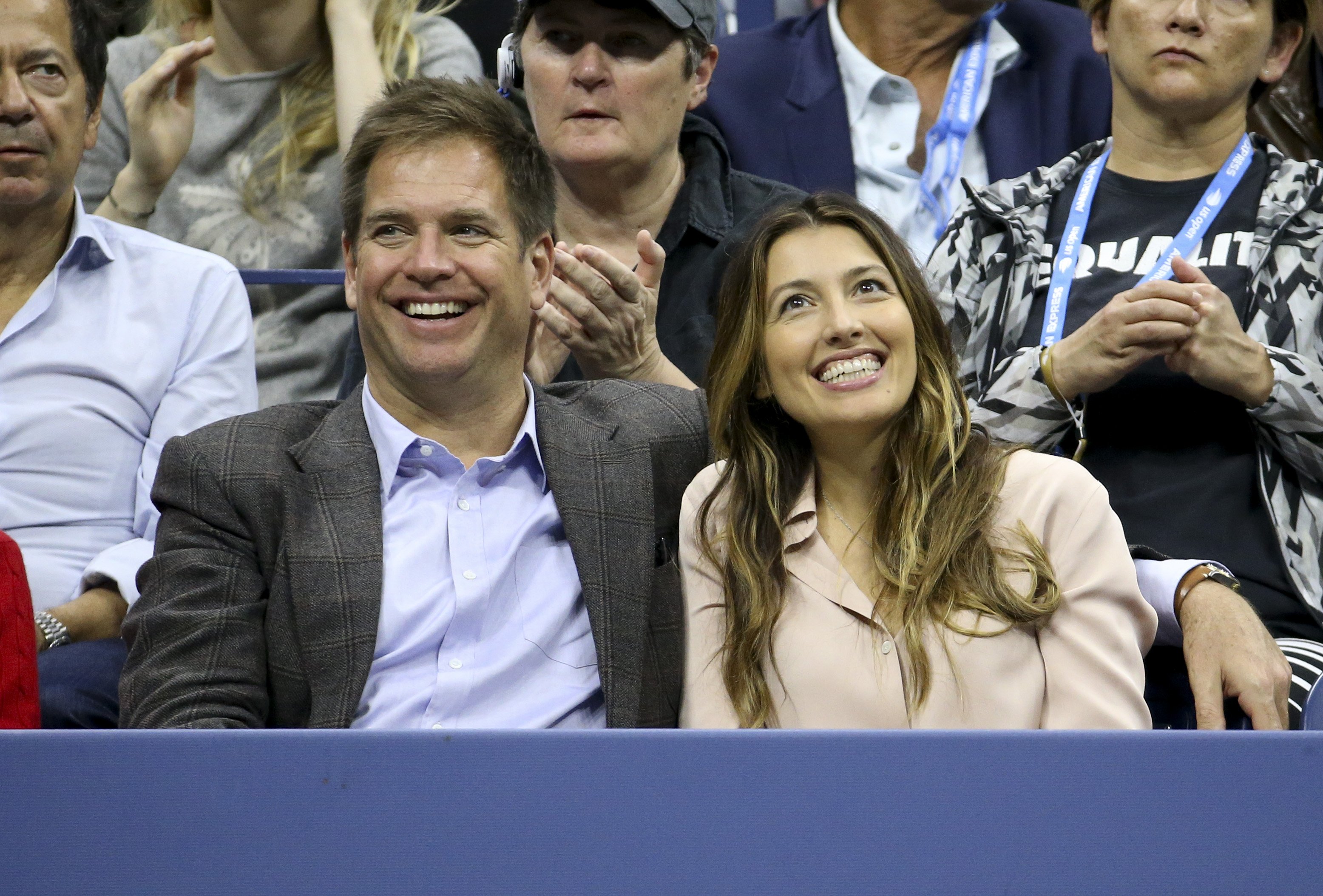 Michael Weatherly and Bojana Jankovic attend the men's final on day 14 of the 2018 tennis US Open, September 9, 2018 in Flushing Meadows, Queens, New York City. | Source: Getty Images