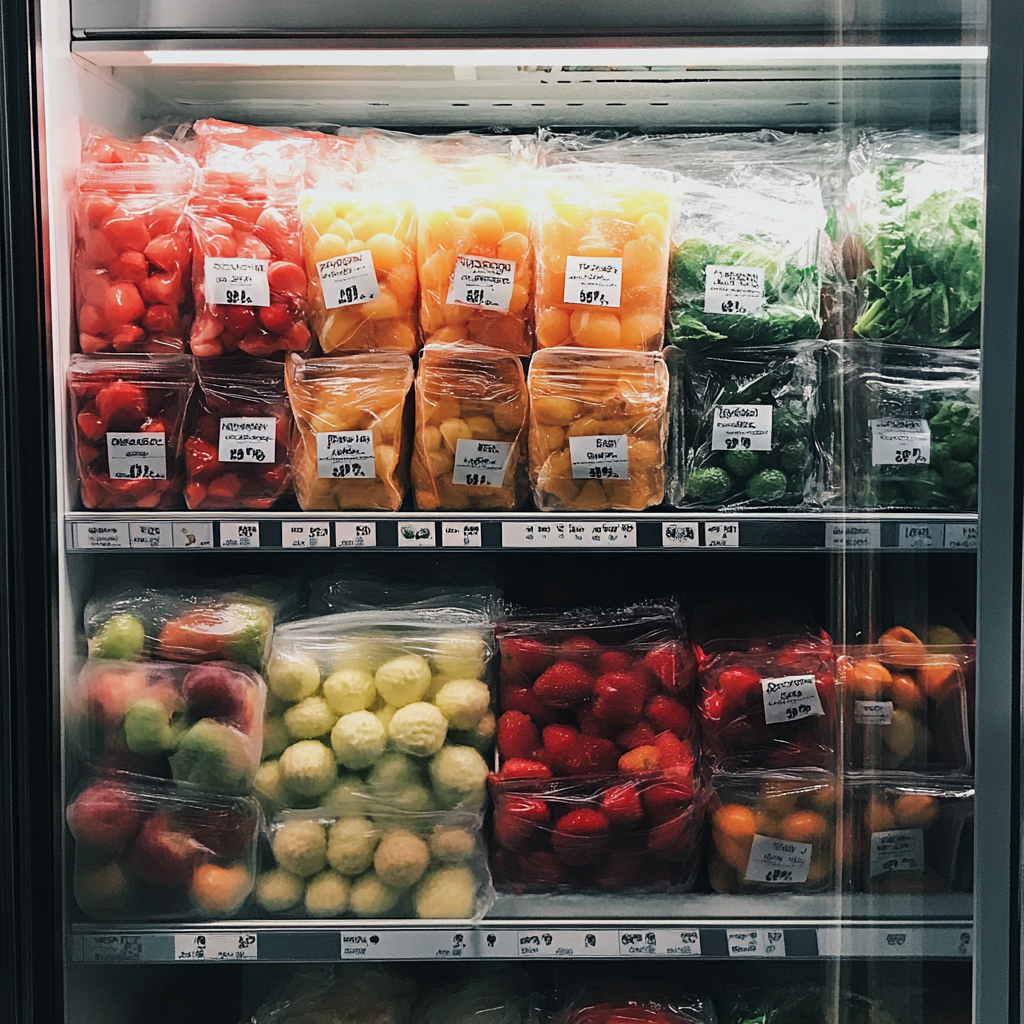 Fruit and veggies in a grocery store | Source: Midjourney