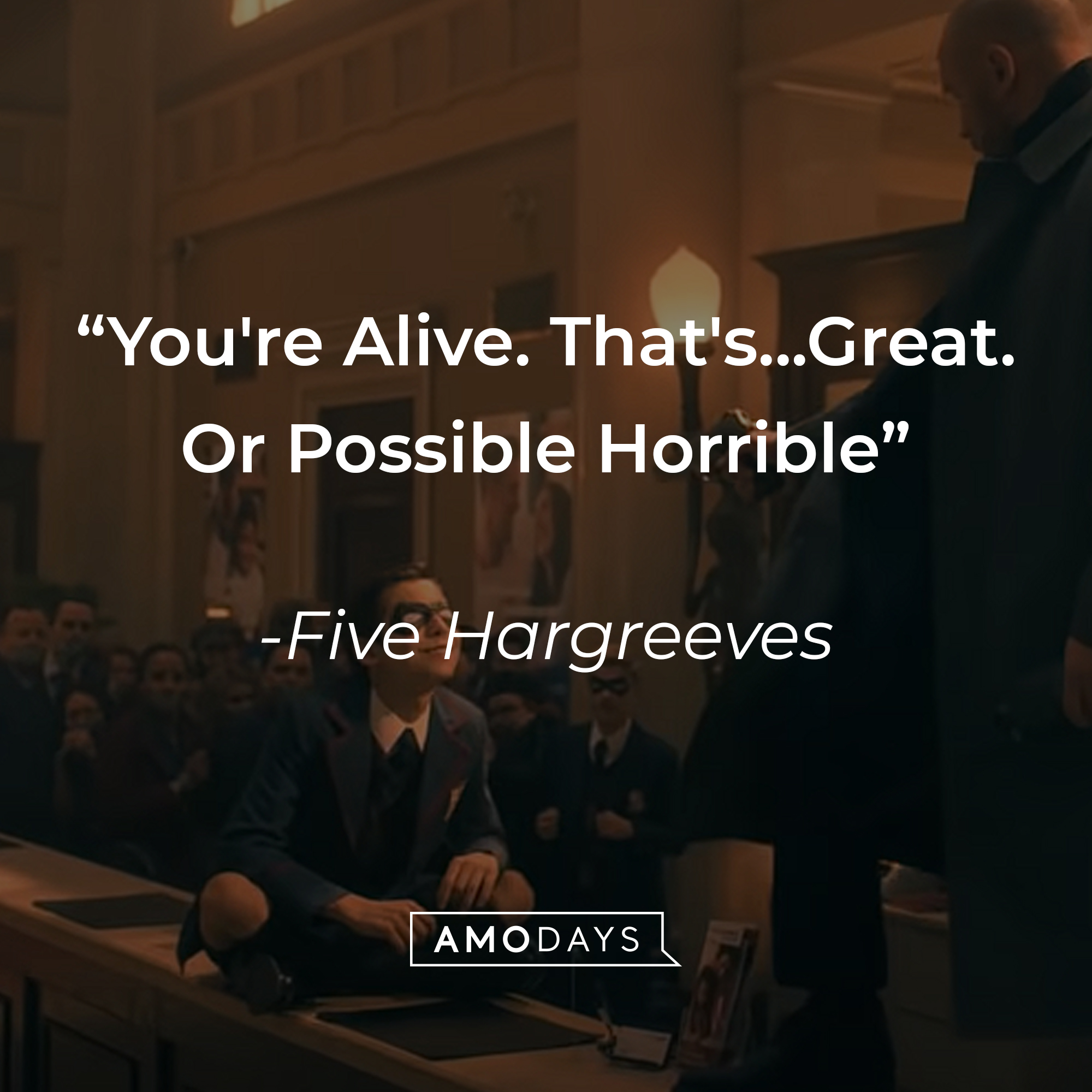 Five Hargreeves’ quote: “You're Alive. That's...Great. Or Possible Horrible” | Source: youtube.com/Netflix
