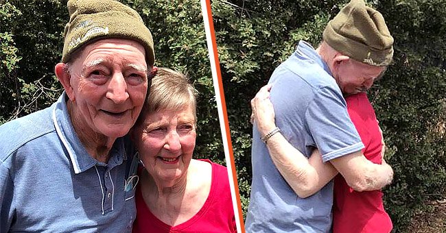 Bill et sa petite sœur Beryl [à gauche] ; Bill et sa petite sœur Beryl s'embrassent [à droite]. │Source : facebook.com/9HoneyAU