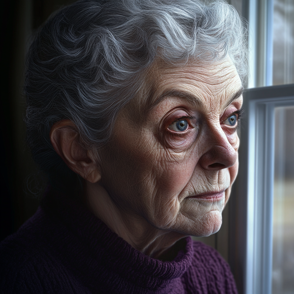 A thoughtful elderly woman | Source: Midjourney