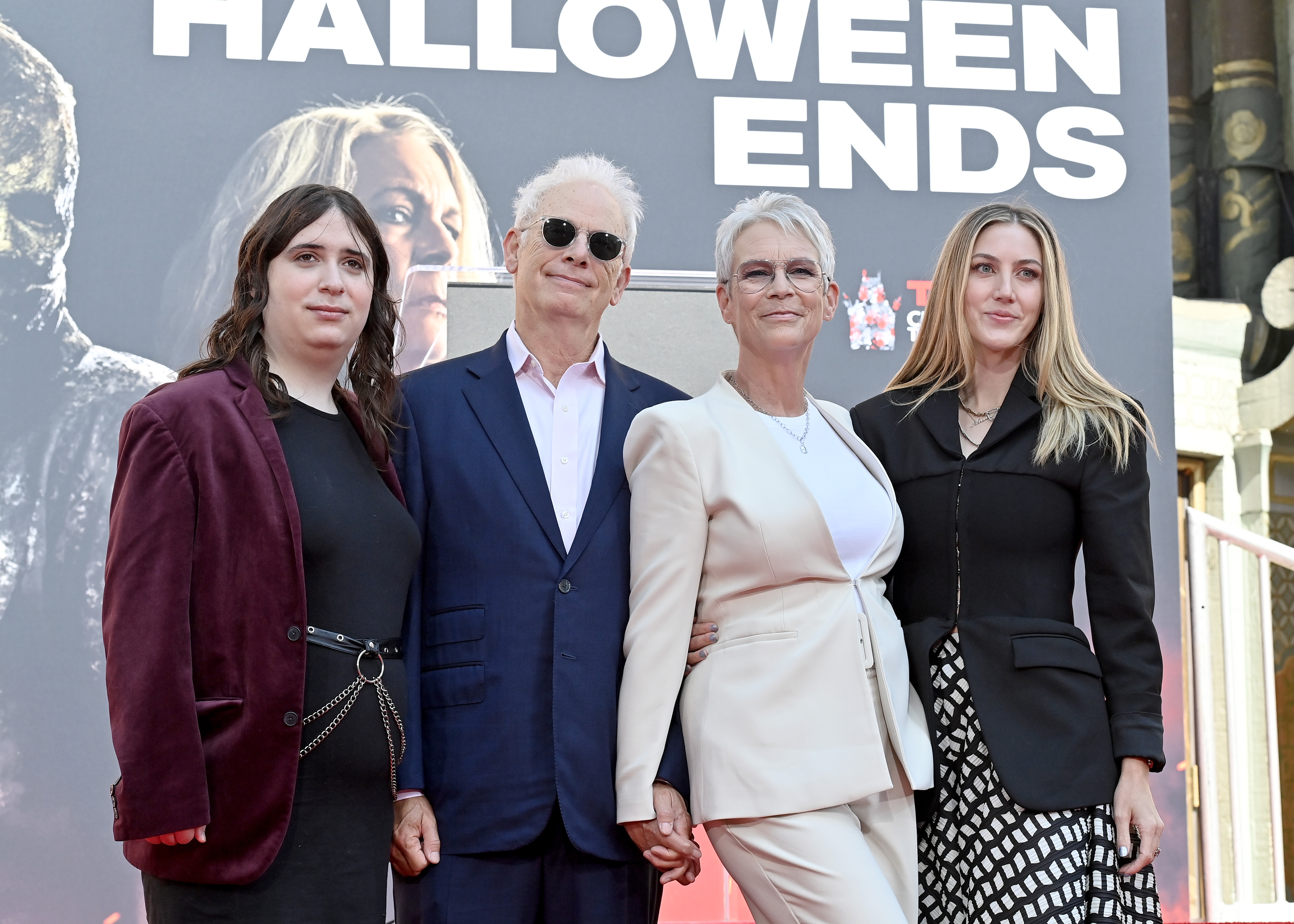 Ruby Guest, Christopher Guest, Jamie Lee Curtis, and Annie Guest at Jamie Lee's Hand and Footprint Ceremony on October 12, 2022, in Hollywood, California | Source: Getty Images