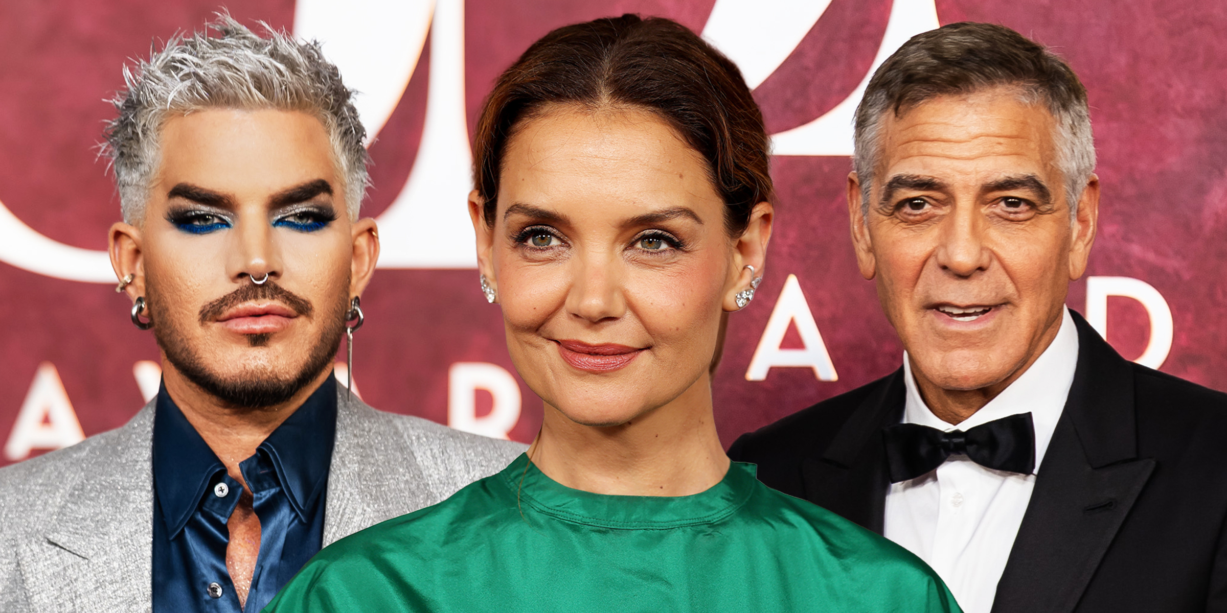 Adam Lambert, Katie Holmes, and George CLooney | Source: Getty Images