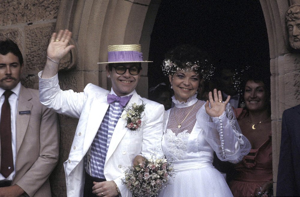 Elton John and Renate Blauel on their wedding day. I Image: Getty Images.