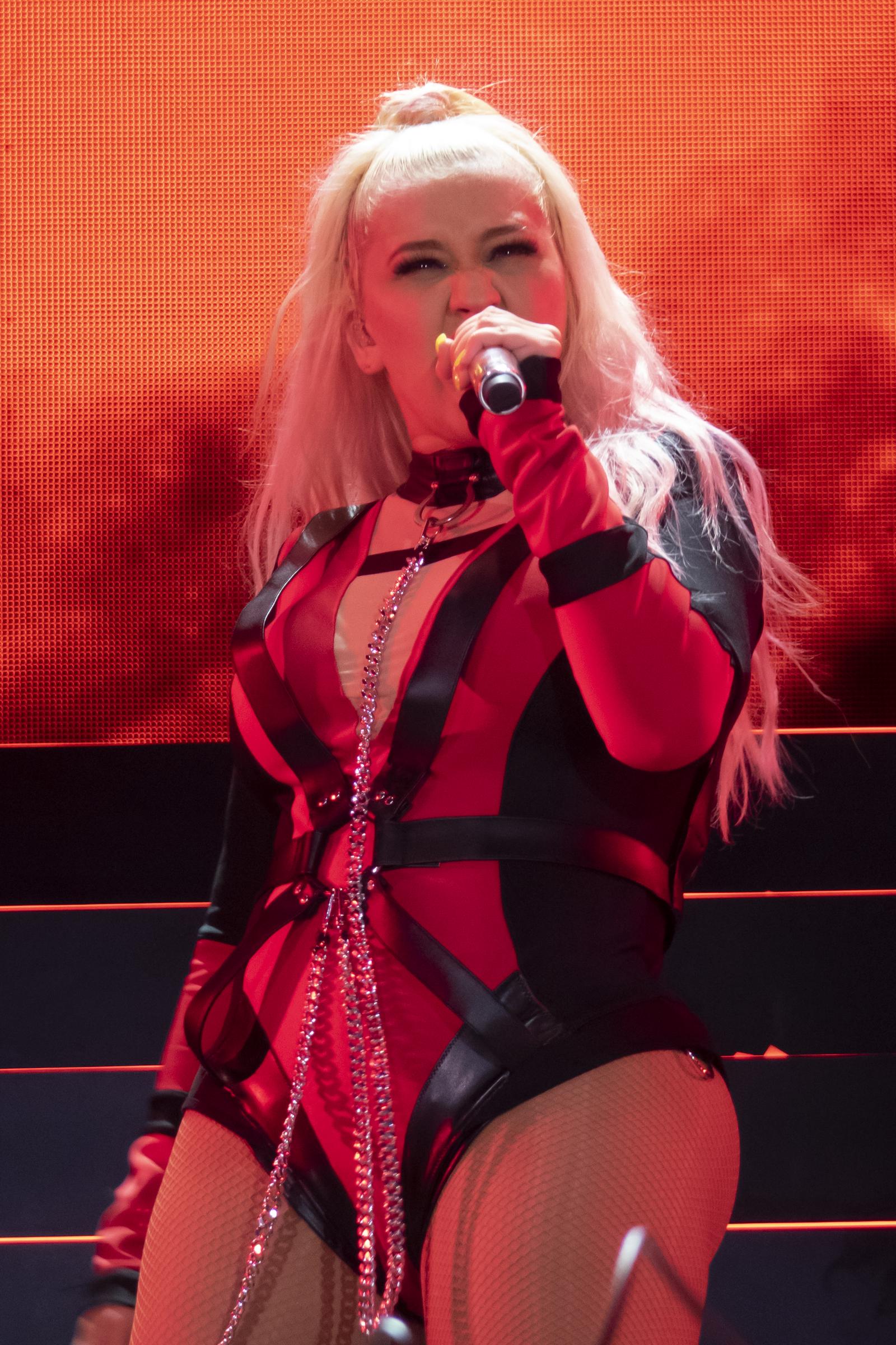 Christina Aguilera performs on stage during The X Tour at the Moon and Stars Festival on July 15, 2019 in Locarno, Switzerland. | Source: Getty Images