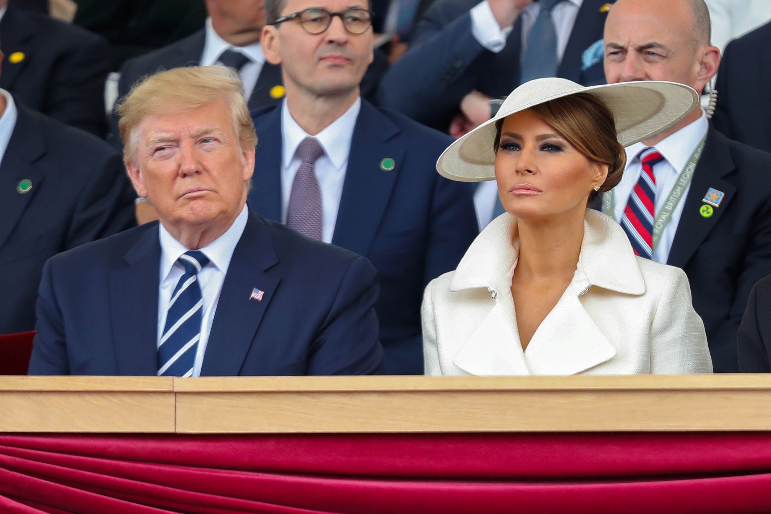 Melania Trump sitting next to Donald Trump at the D-day 75 Commemorations in Portsmouth, England | Photo: Getty Images