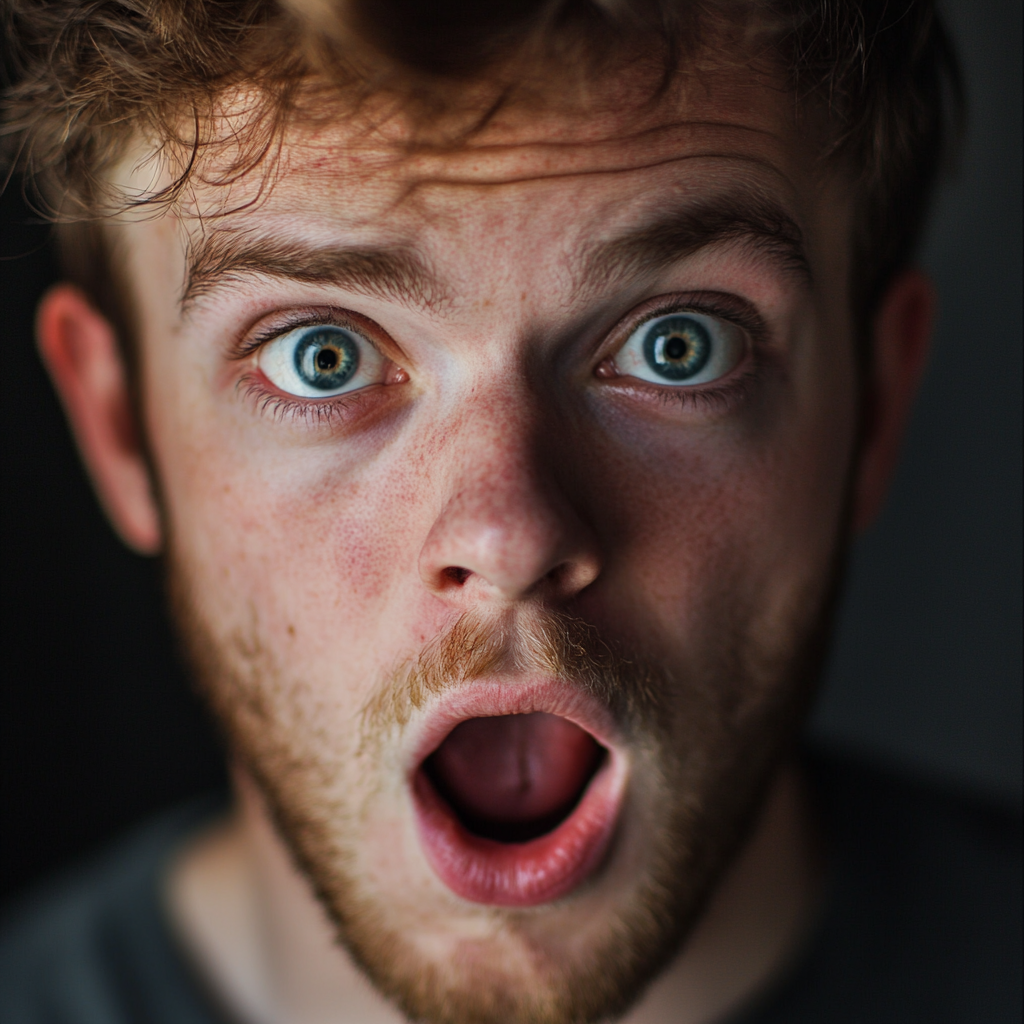 A closeup of an extremely shocked man | Source: Midjourney