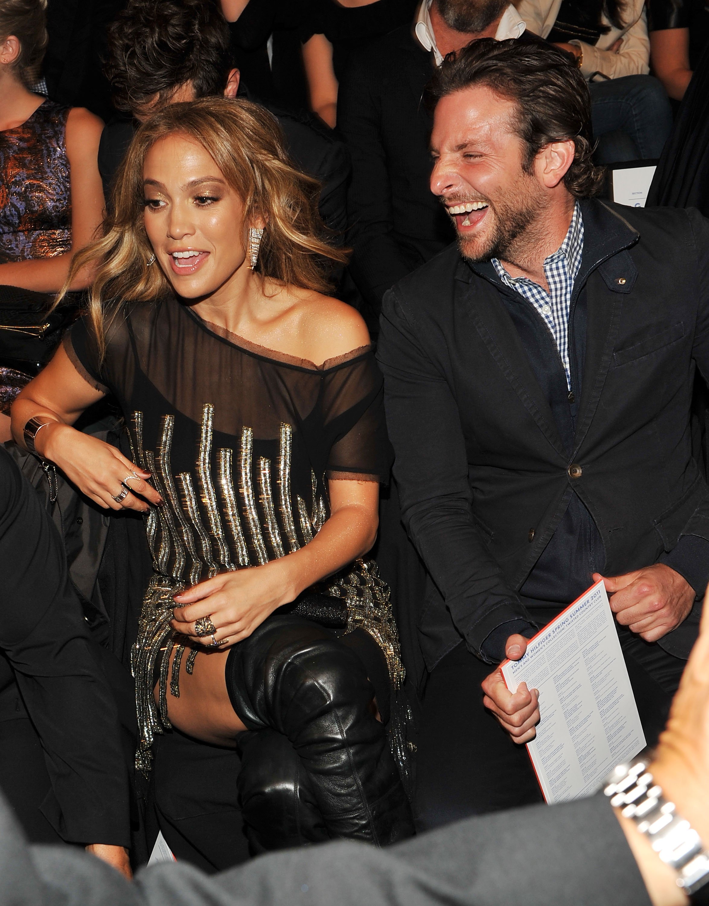 Jennifer Lopez and Actor Bradley Cooper during Mercedes-Benz fashion week at Lincoln Center on September 12, 2010 in New York City. | Source: Getty Images