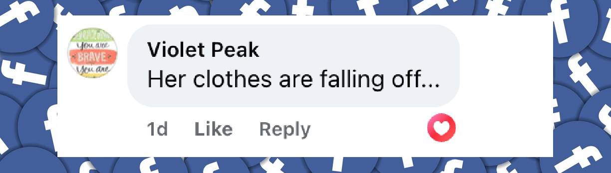 A fan's reaction to Katie Holmes' outfit, from a post dated August 31, 2025 | Source: Facebook/pagesix