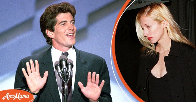 (L) American lawyer John F. Kennedy, Jr. addressing the Democratic National Convention in Washington, D.C. (R) John F. Kennedy Jr. with his wife Carolyn Bessette in New York. / Source: Getty Images