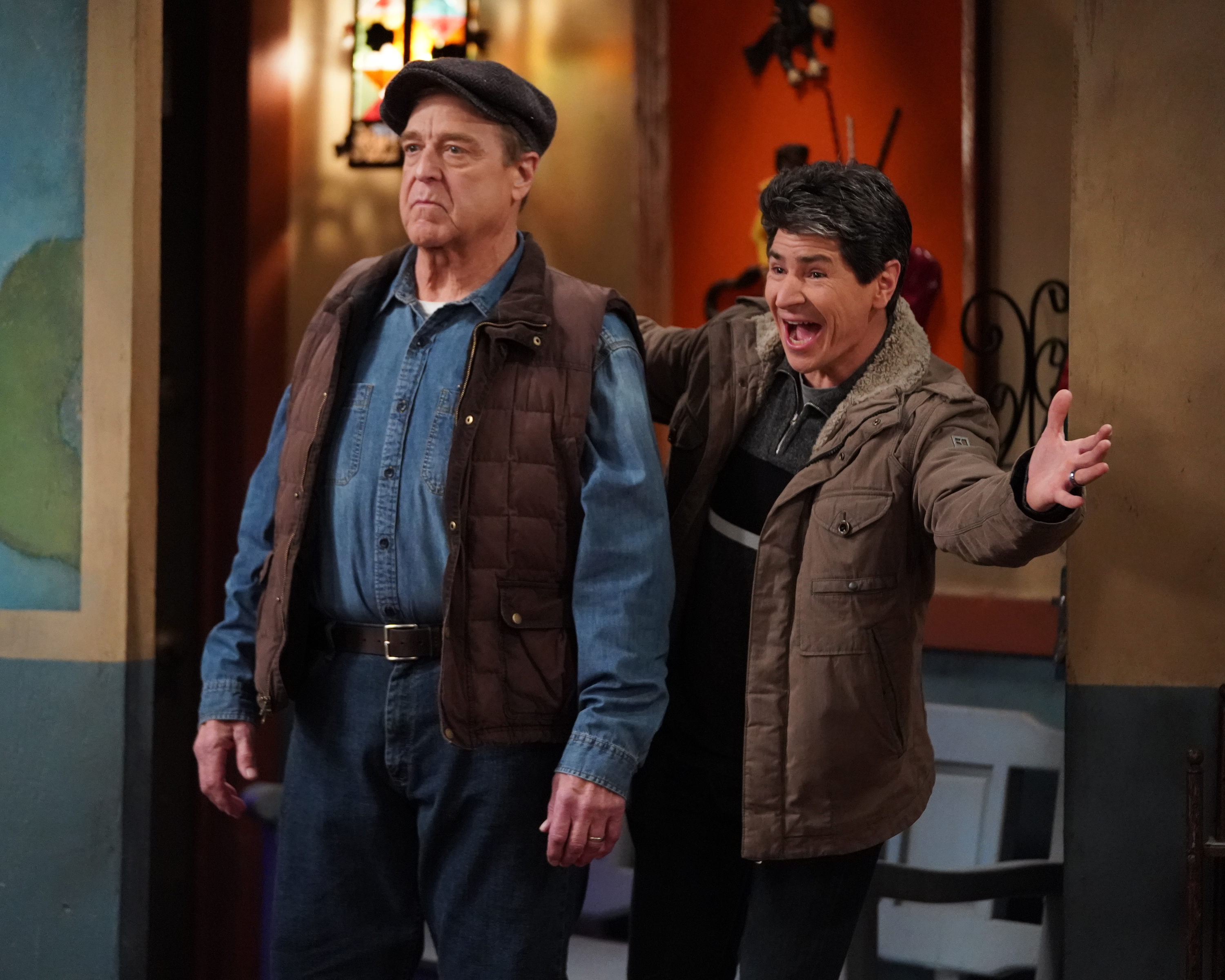 He still participated in "The Conners" until the show ended. In this photo, Michael Fishman and John Goodman posed during ABC's coverage of "The Conners" special episode "Live from Lanford" on February 11, 2020. | Source: Getty Images