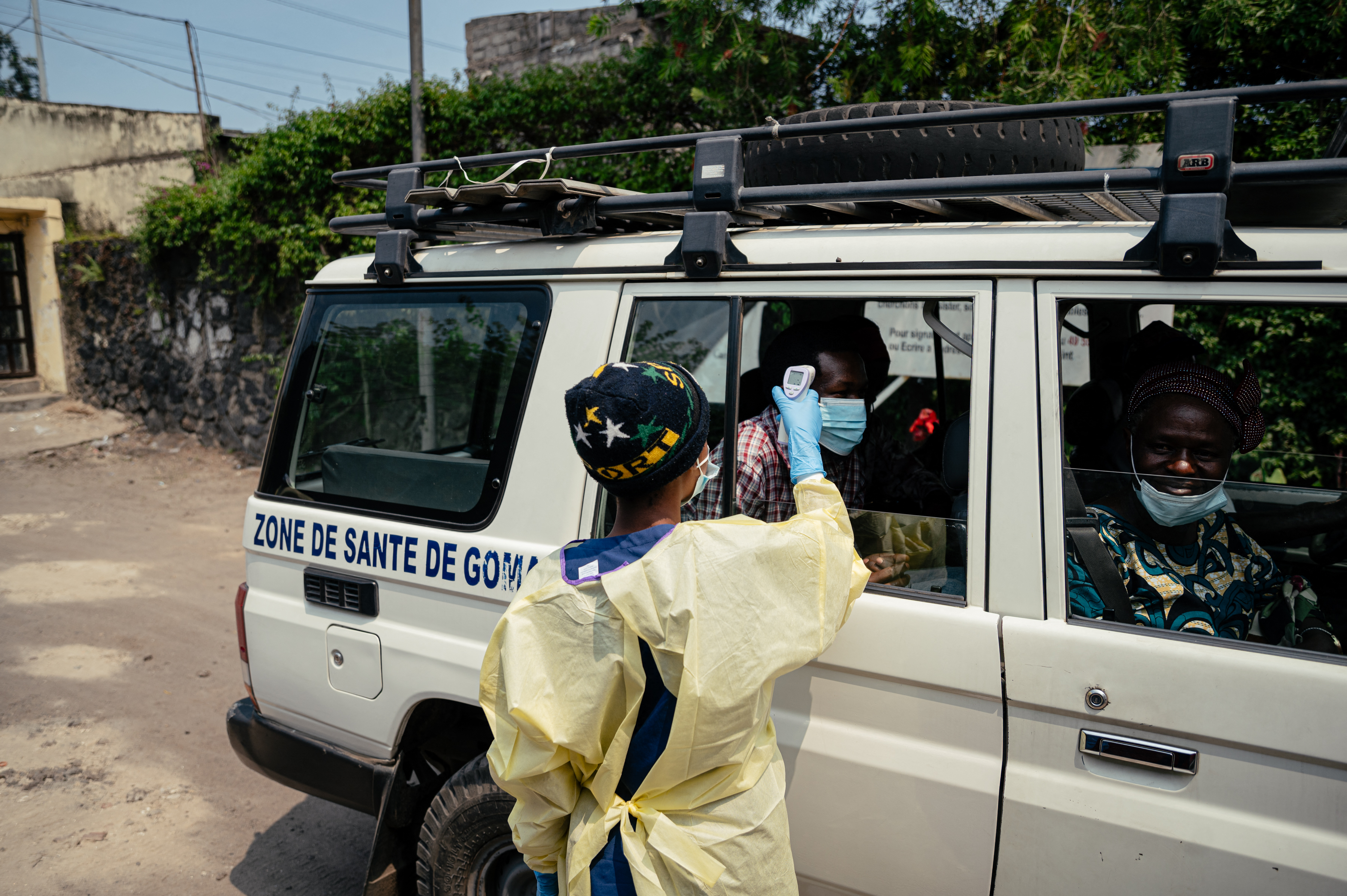 A visitor has their temperature checked by a health worker using a thermoflash before entering Kyeshero Hospital at a checkpoint for temperature screening for all visitors and patients entering Kyeshero Hospital, as part of Ebola prevention measures in Goma on May 18, 2026. | Source: Getty Images