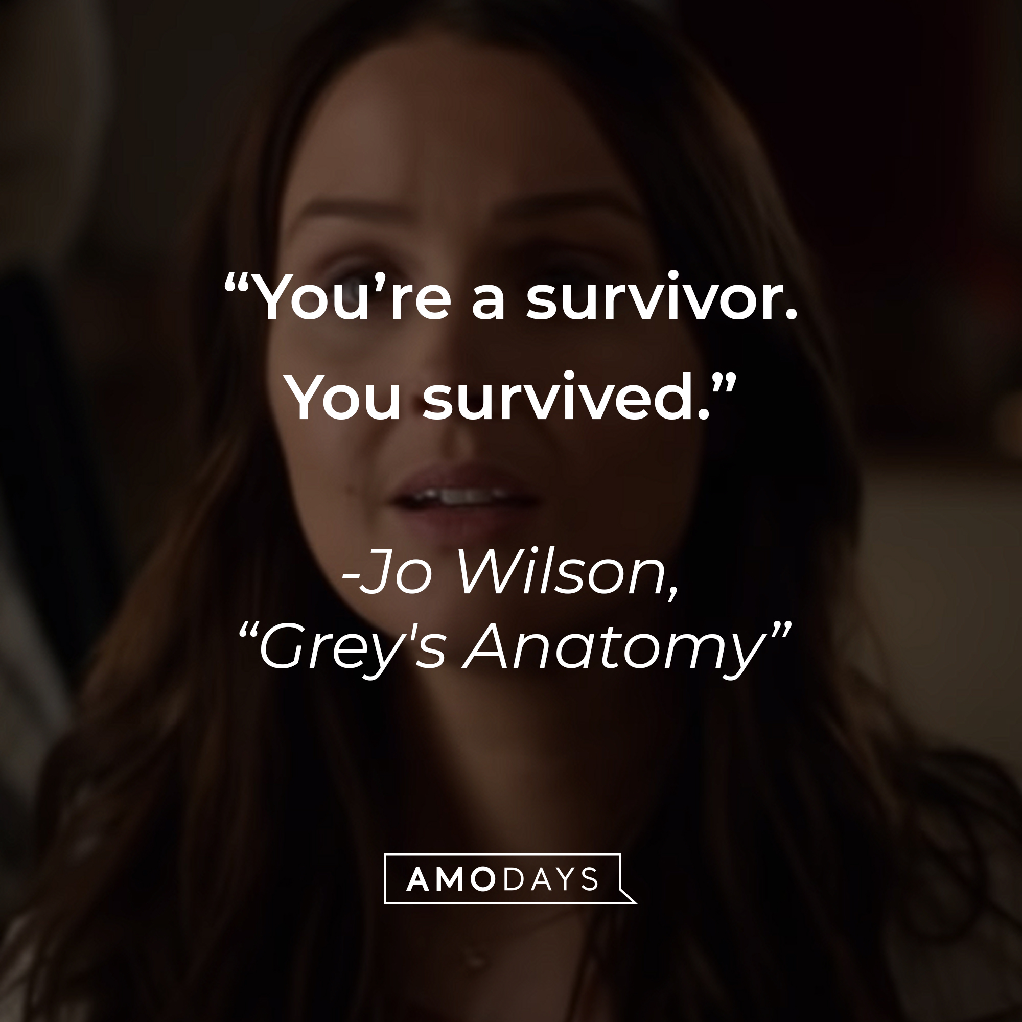 Jo Wilson’s quote from “Grey’s Anatomy”: “You’re a survivor. You survived.” | Source: youtube.com/ABCNetwork
