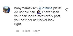 A fan's comment on Joseline Hernandez's summer picture with her daughter. | Photo: Instagram/Joseline