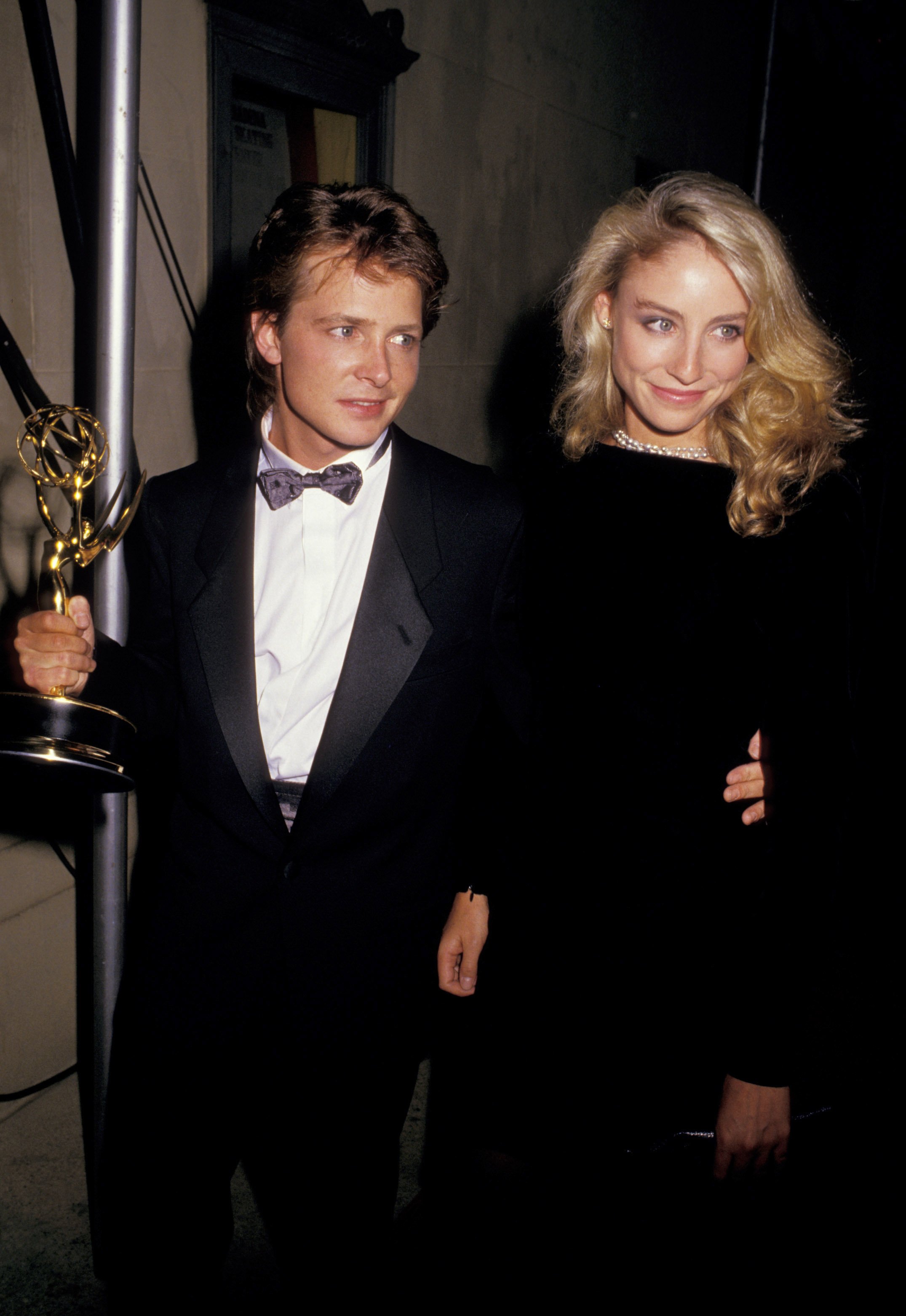 Michael J. Fox and wife Tracy Pollan at the 39th Annual Emmy Awards on September 20, 1987. / Source: Getty Images
