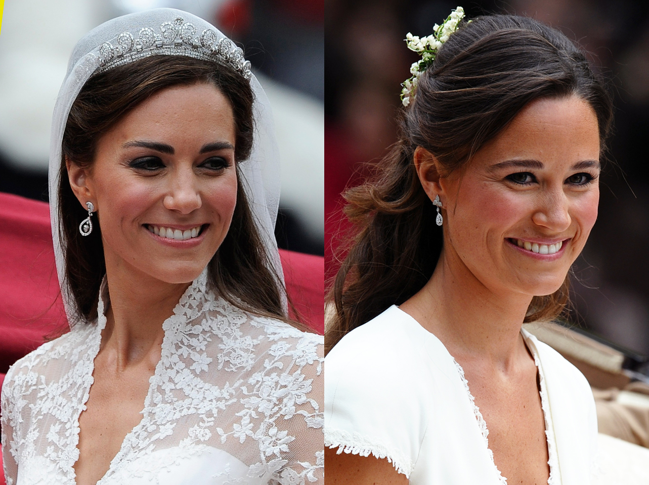 Kate Middleton and Pippa Middleton during Kate's wedding on April 29, 2011, in London, England. | Source: Getty Images