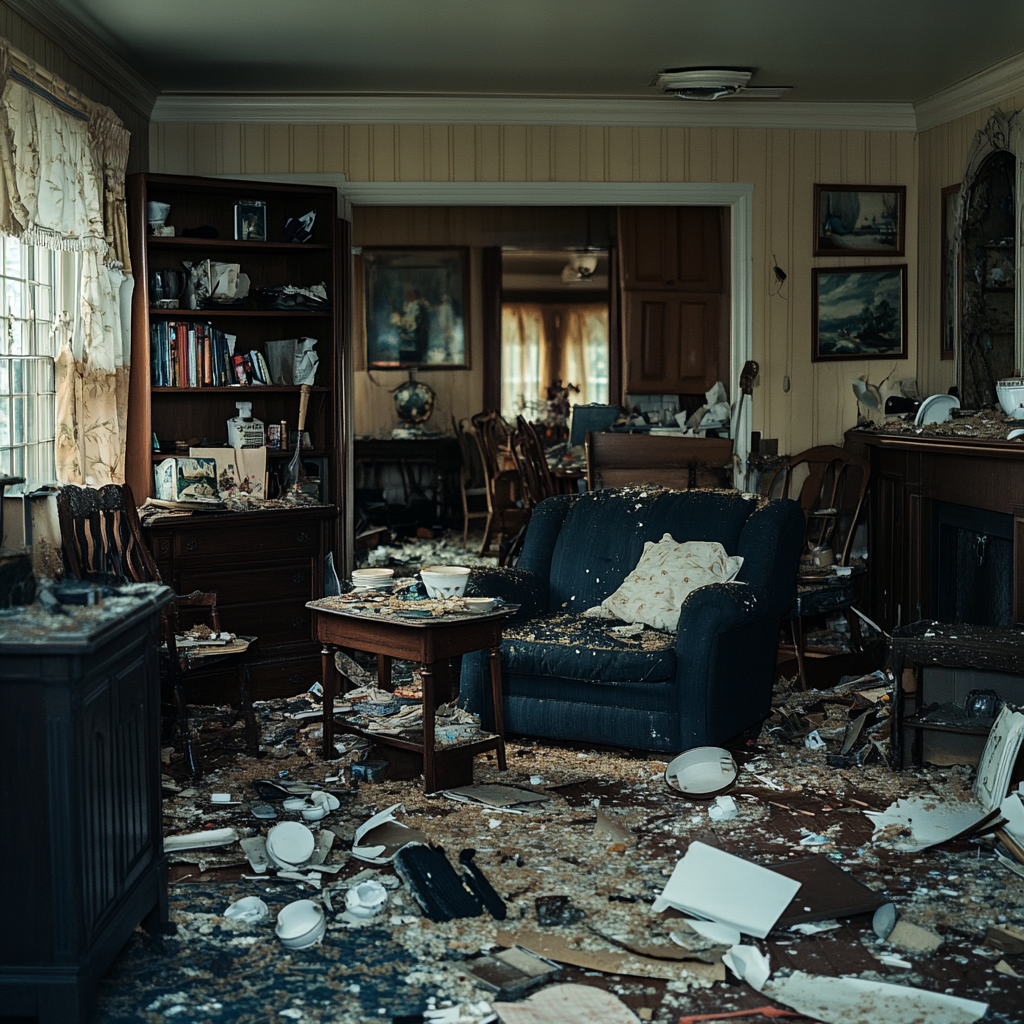 An extremely messed up living room | Source: Midjourney