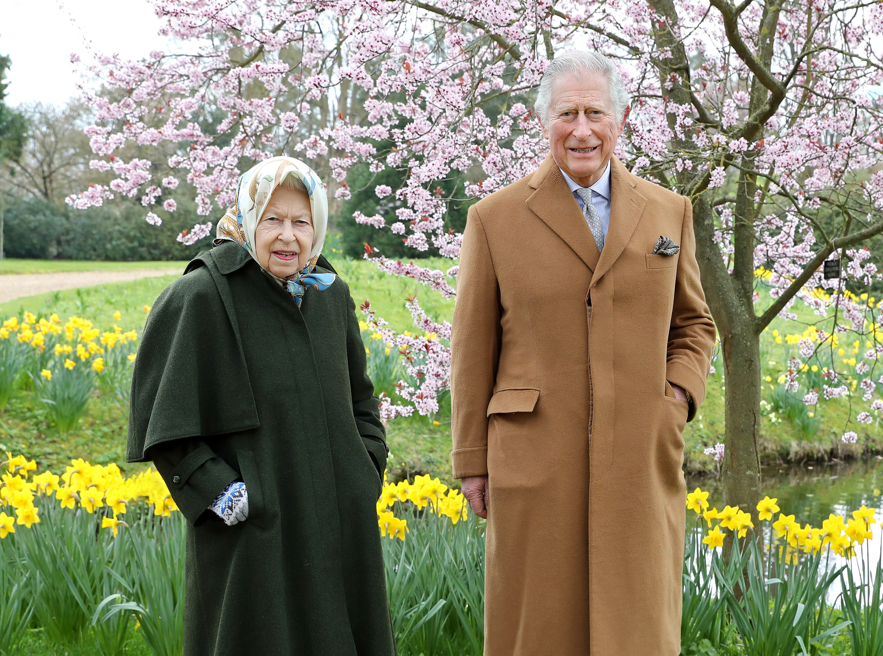 Queen Elizabeth II and Prince Charles, Prince of Wales, pose for a portrait in the garden of Frogmore House in Windsor, England on March 23, 2021. | Source: Getty Images