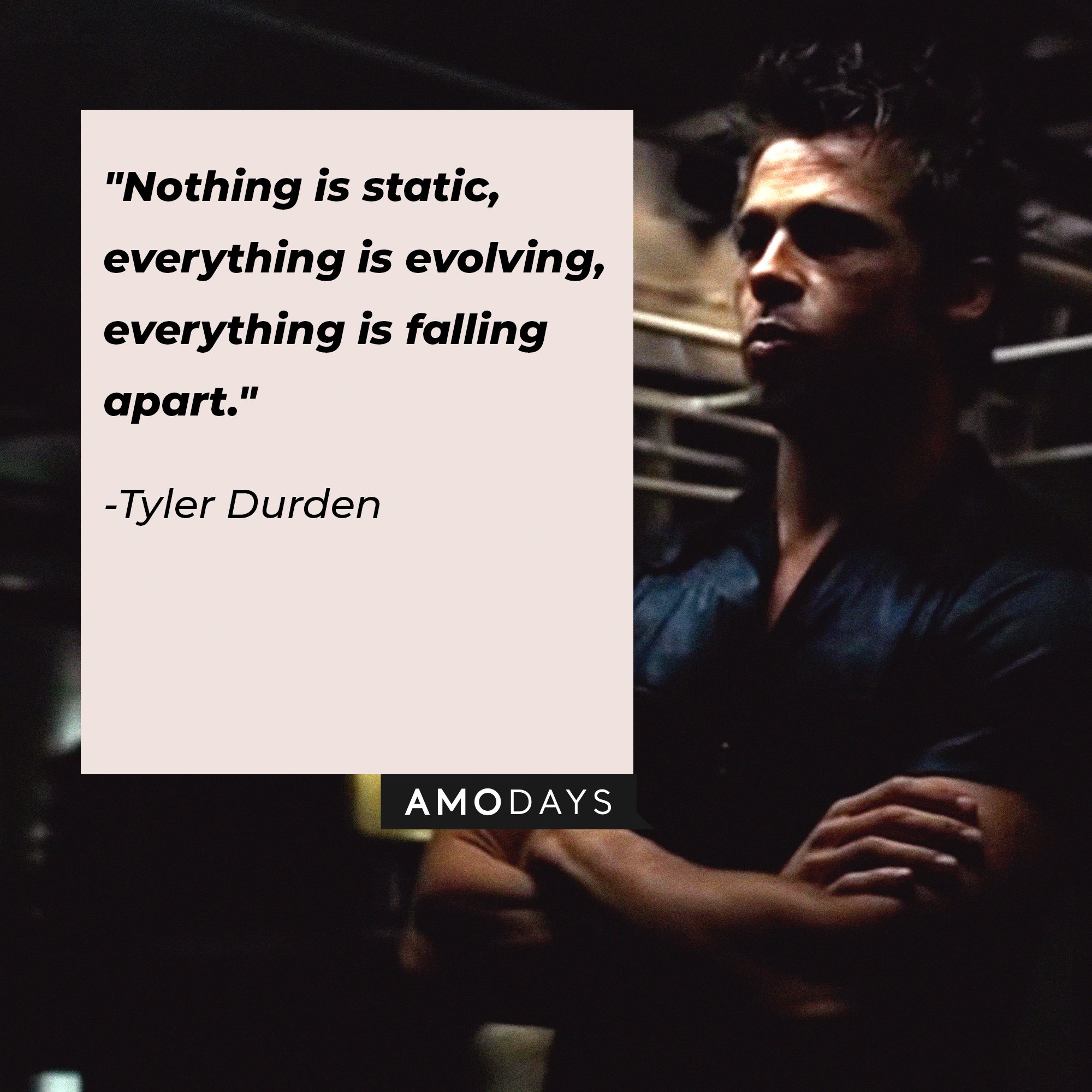 Tyler Durden’s quote: "Nothing is static, everything is evolving, everything is falling apart." | Image: AmoDays