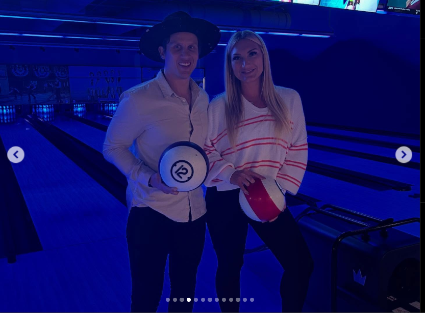 Steven Oleksy and Brooke Hogan in a bowling alley, from a post dated May 5, 2025. | Source: Instagram/stevenoleksy