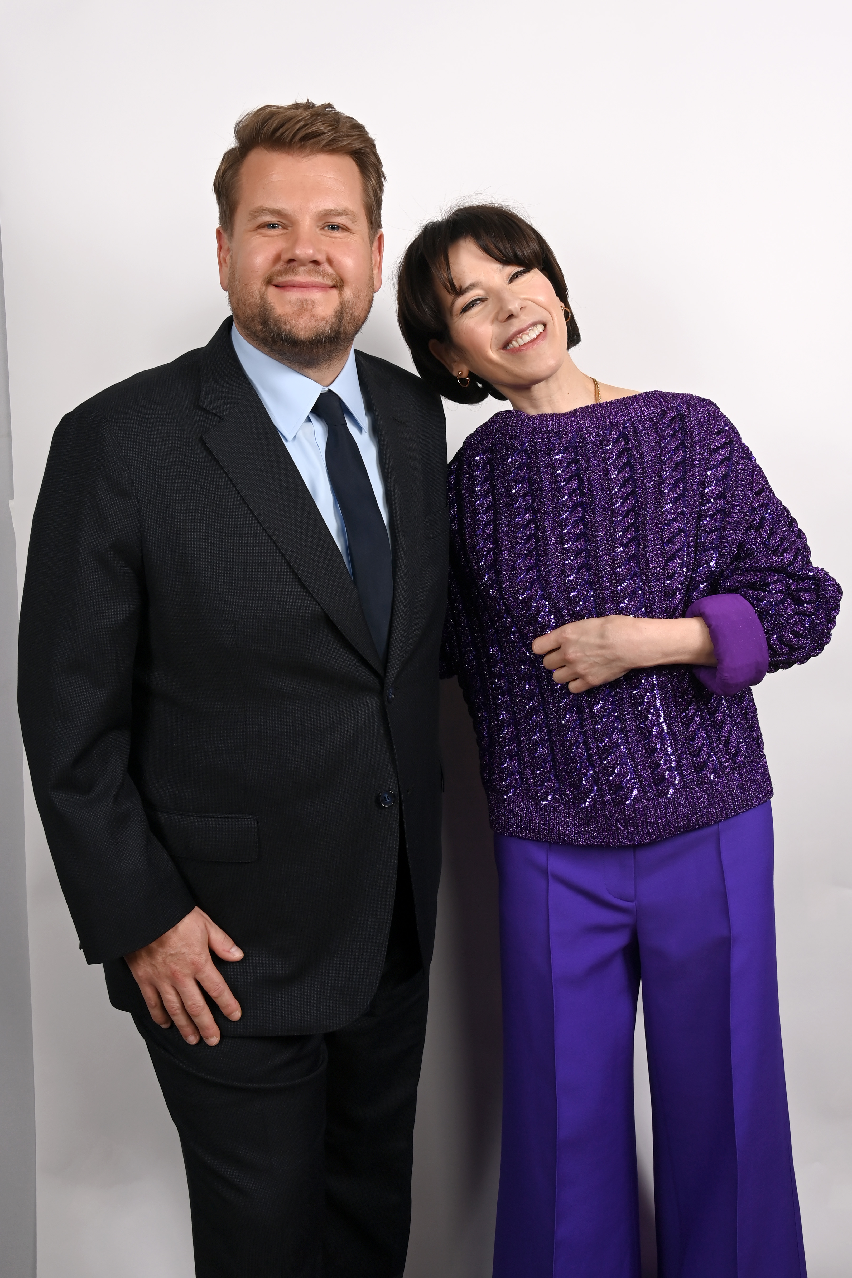 James Corden and Sally Hawkins pose at the "Mammals" photocall at Ham Yard Hotel on October 7, 2022, in London, England | Source: Getty Images