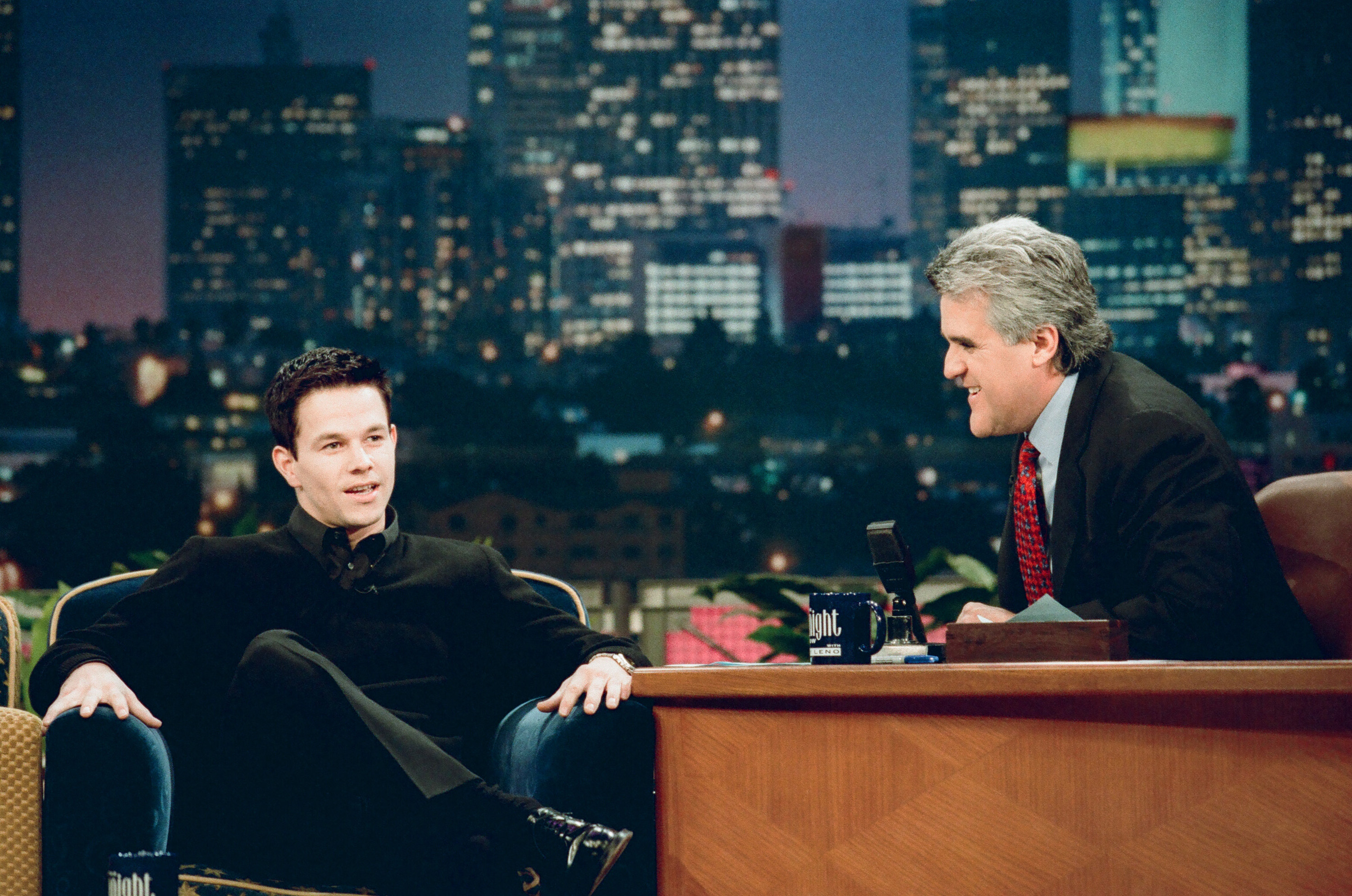 Actor Mark Wahlberg during an interview with host Jay Leno on October 28, 1997 | Source: Getty Images