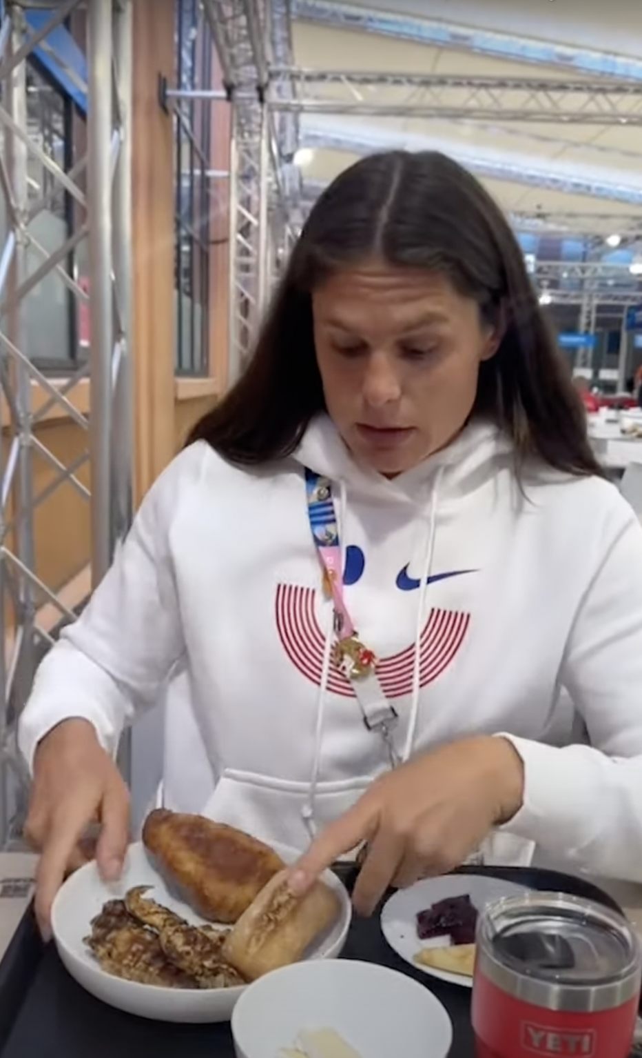 The food at the Paris Olympic Village in a clip uploaded on August 1, 2024 | Source: YouTube/New York Post